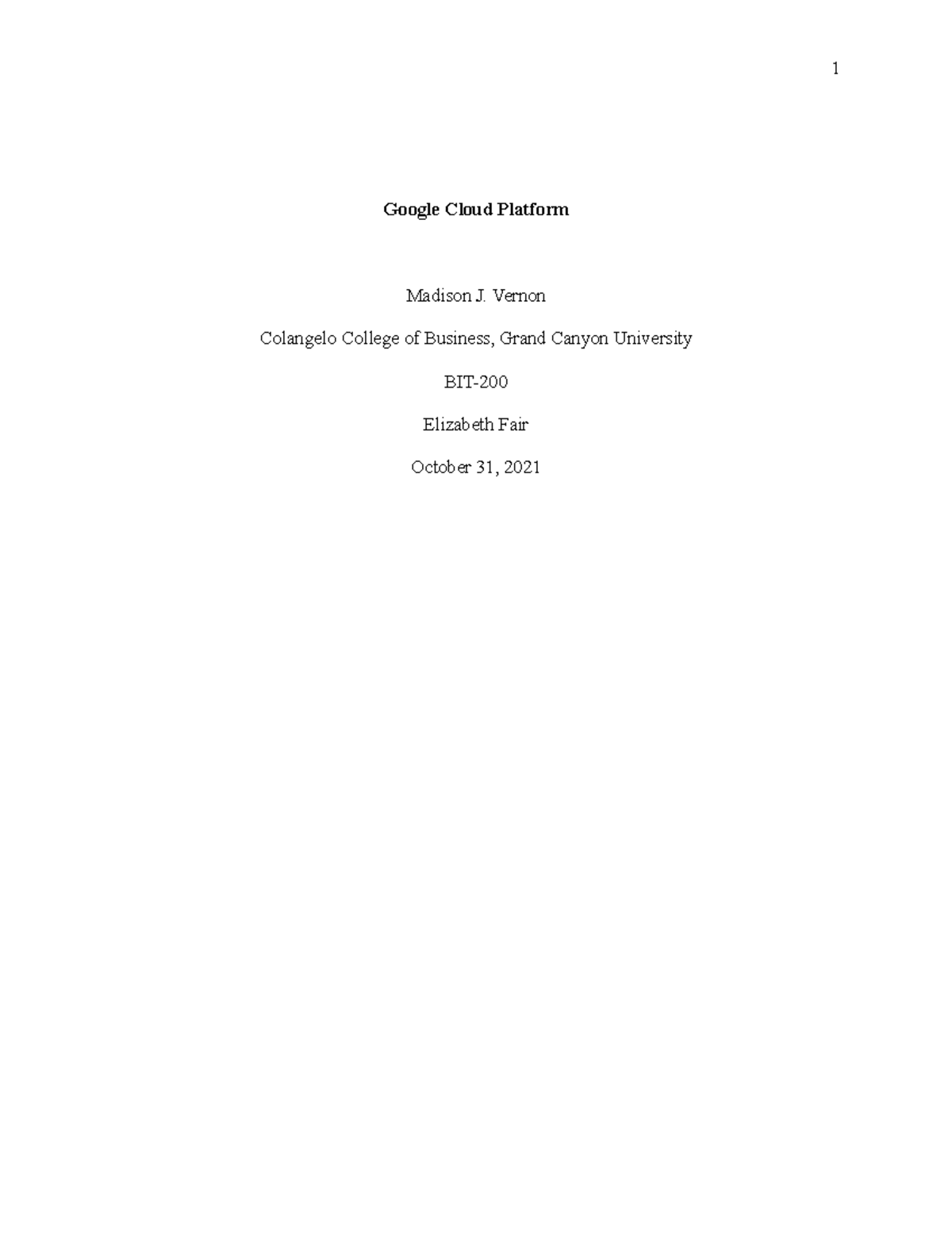 BIT google cloud drive - Google Cloud Platform Madison J. Vernon ...
