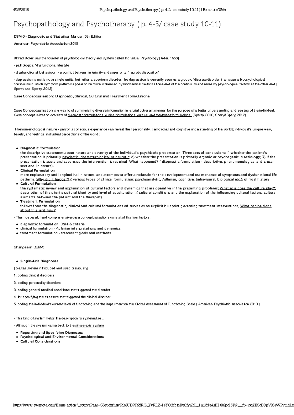 Psychopathology and Psychotherapy case study - totorials - 4/23/2018 ...