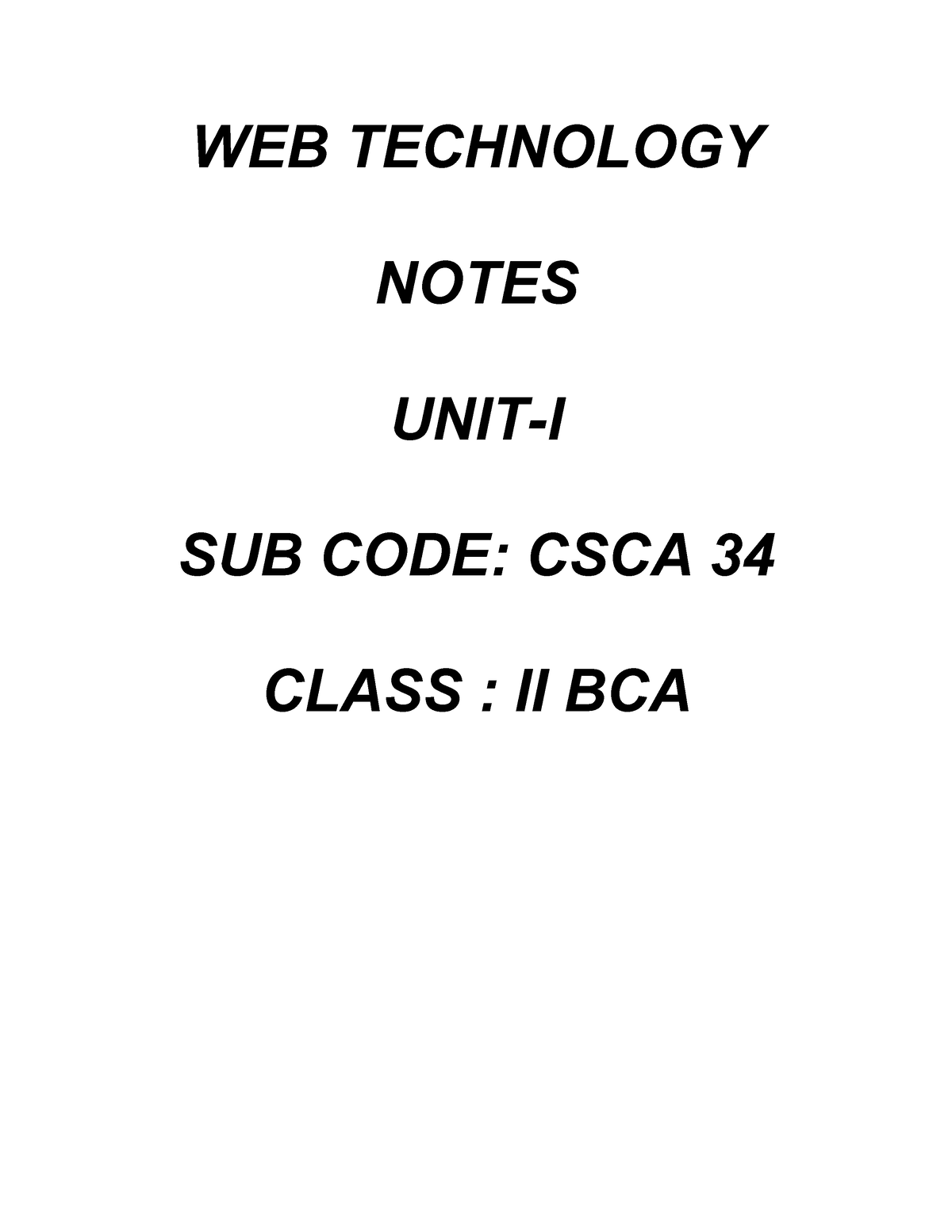 It Is A Web Technology Note Which Is Included In My Bca Semester 3 ...