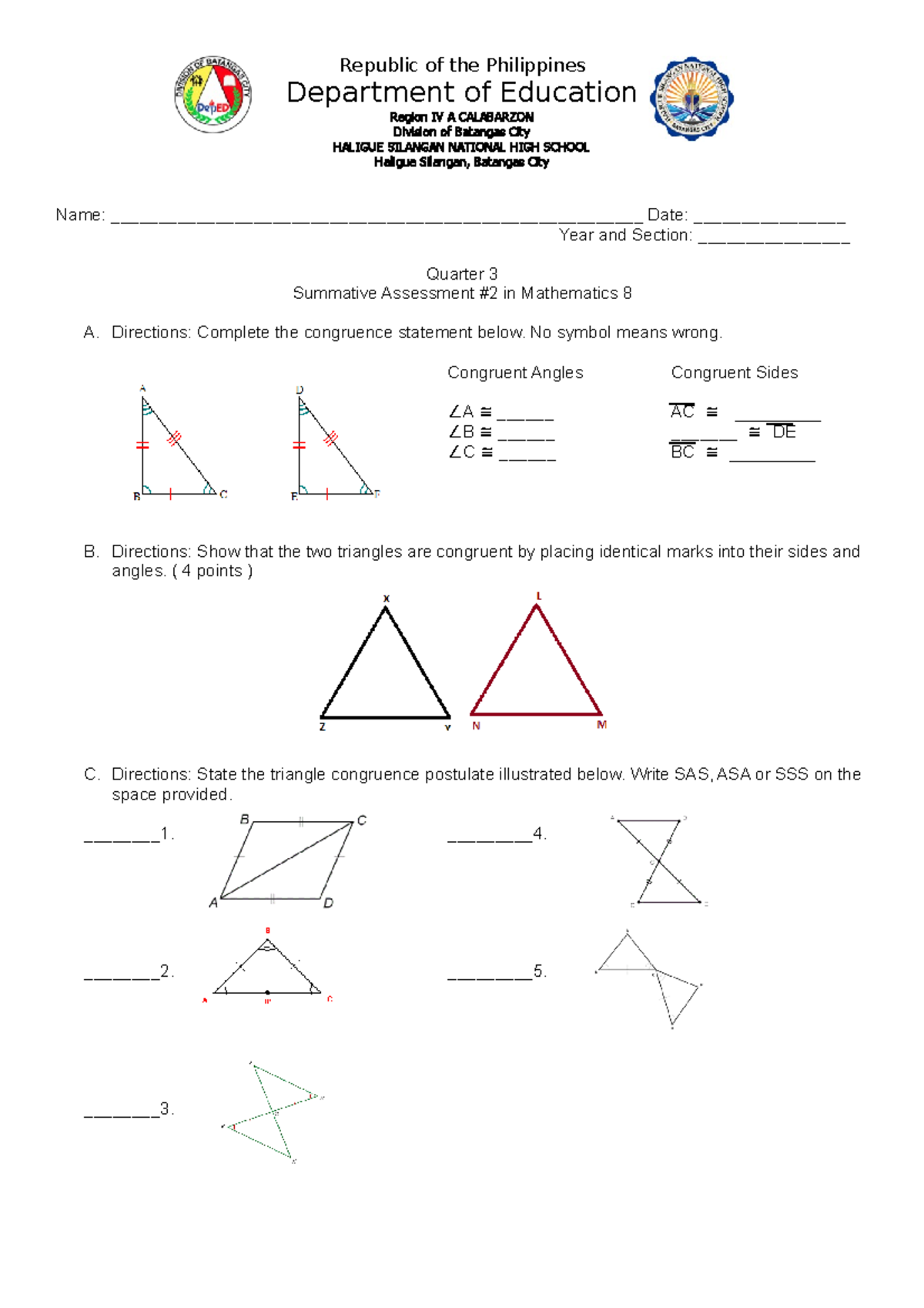 Summative assessment 2 - Republic of the Philippines Department of ...