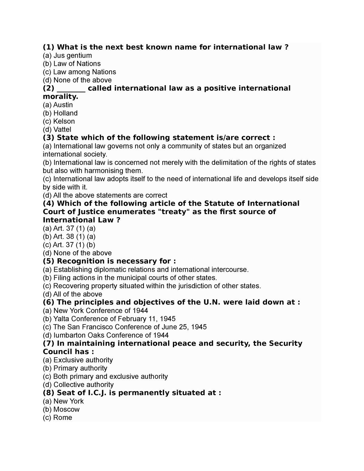 Official MCQS Practice Test