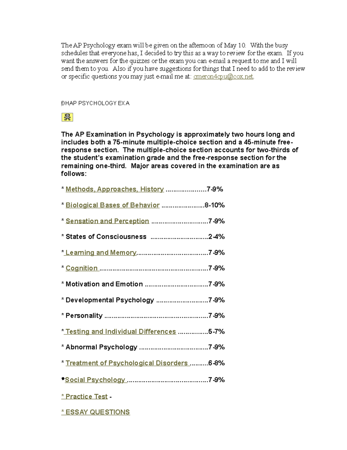 ap psychology exam essay