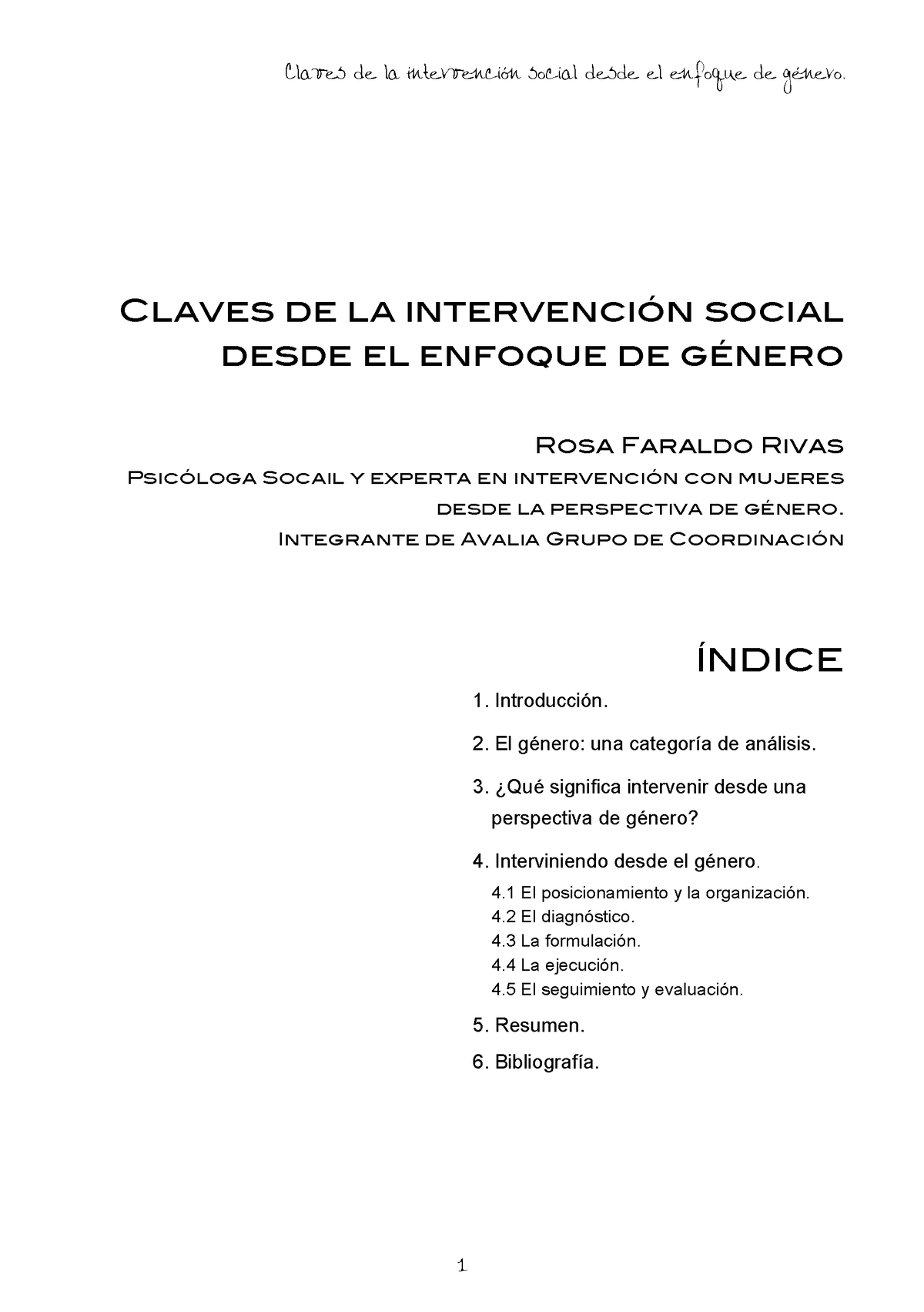 Intervención Desde El Enfoque De Género - Claves De La Intervención ...