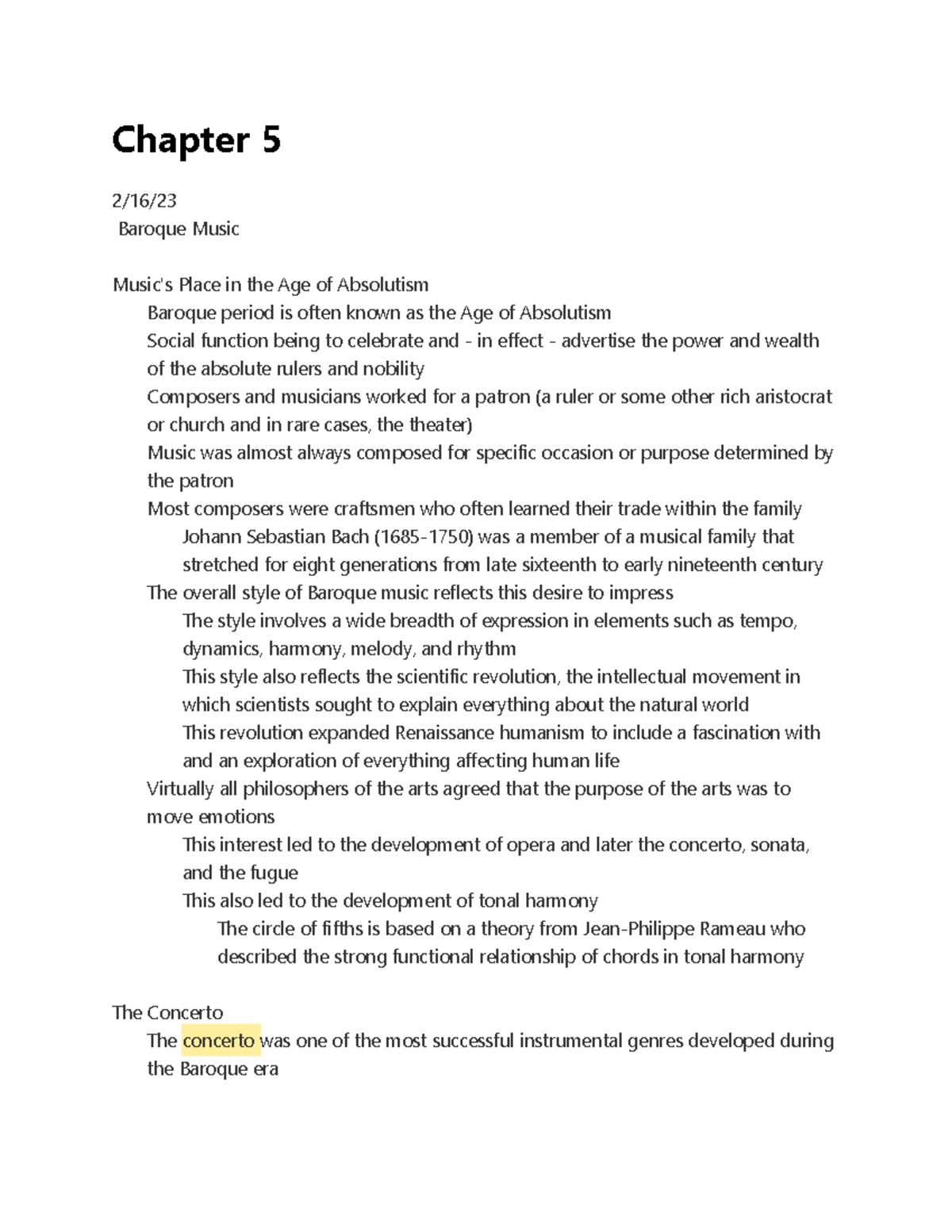 Chapter 5 - Introduction to Music Literature and History 120, Prof ...