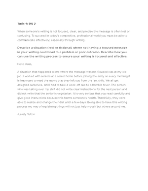 Topic 5 First Draft Self-Evaluation and Reflection - Name: Molly Frase ...