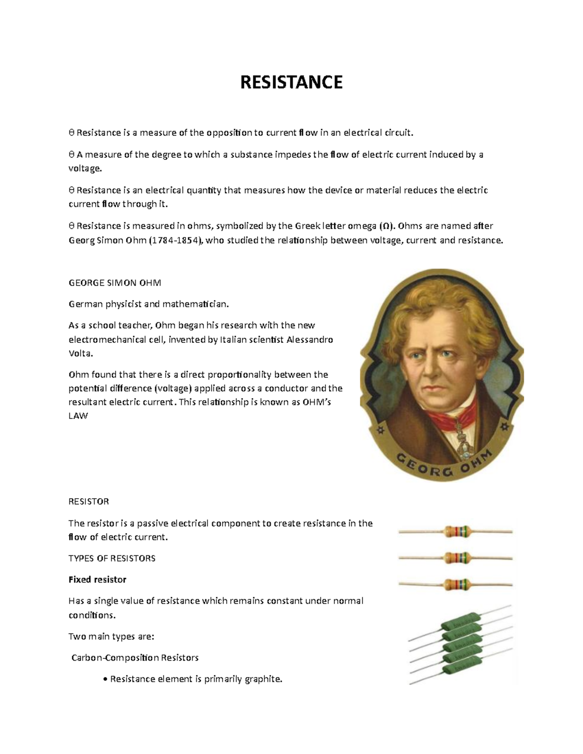 Resistance - A measure of the degree to which a substance impedes the ...