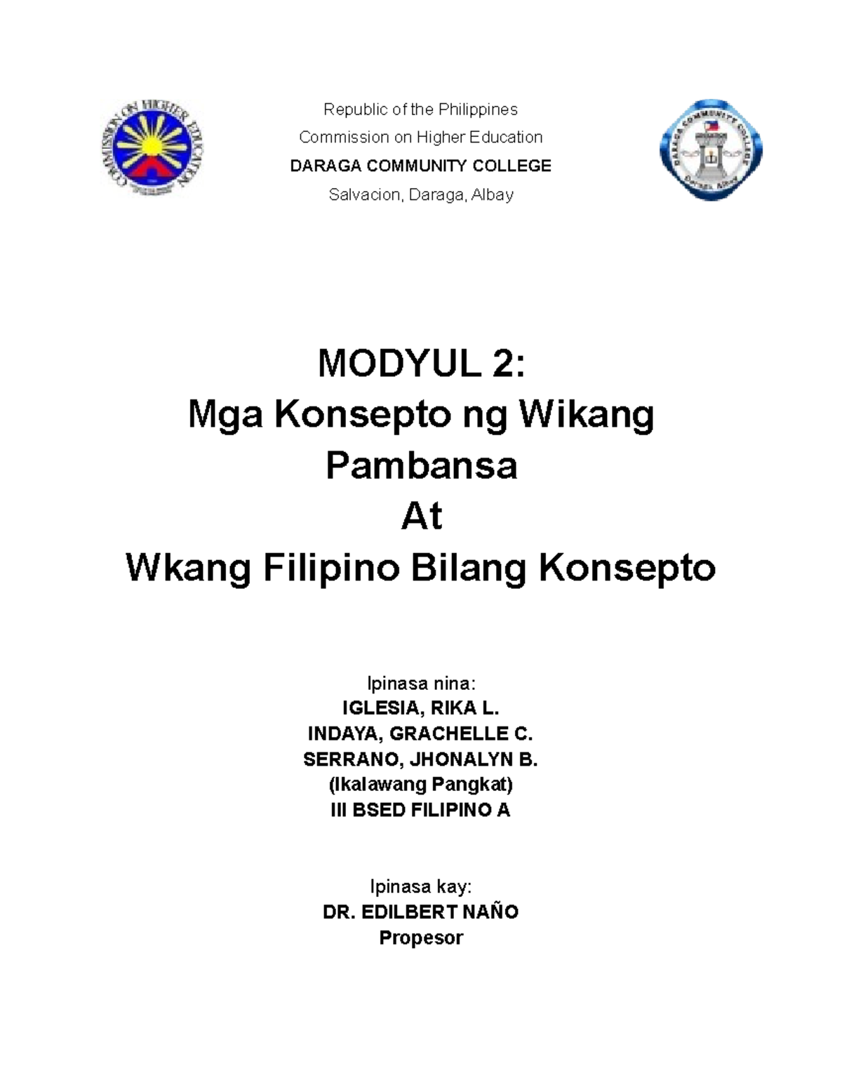Modyul-2 - MODULE 2 - Republic of the Philippines Commission on Higher ...