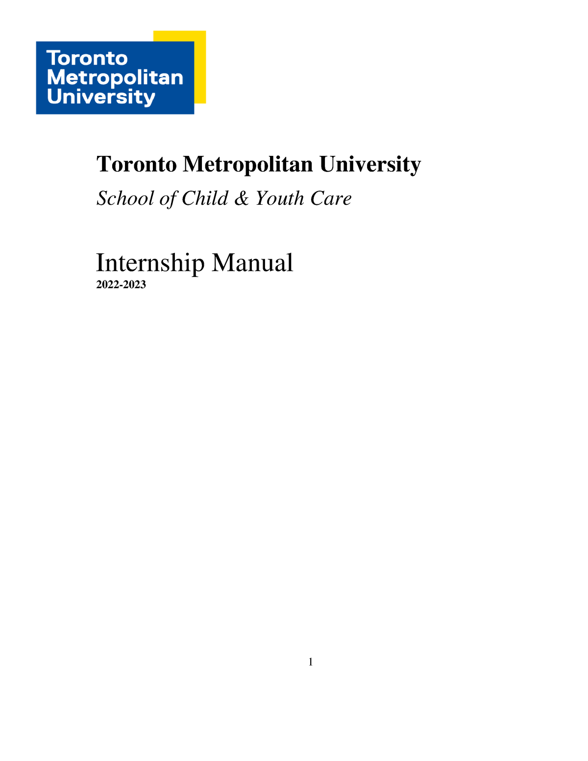 Internship Manual Fall 2022 Winter 2023 Toronto Metropolitan