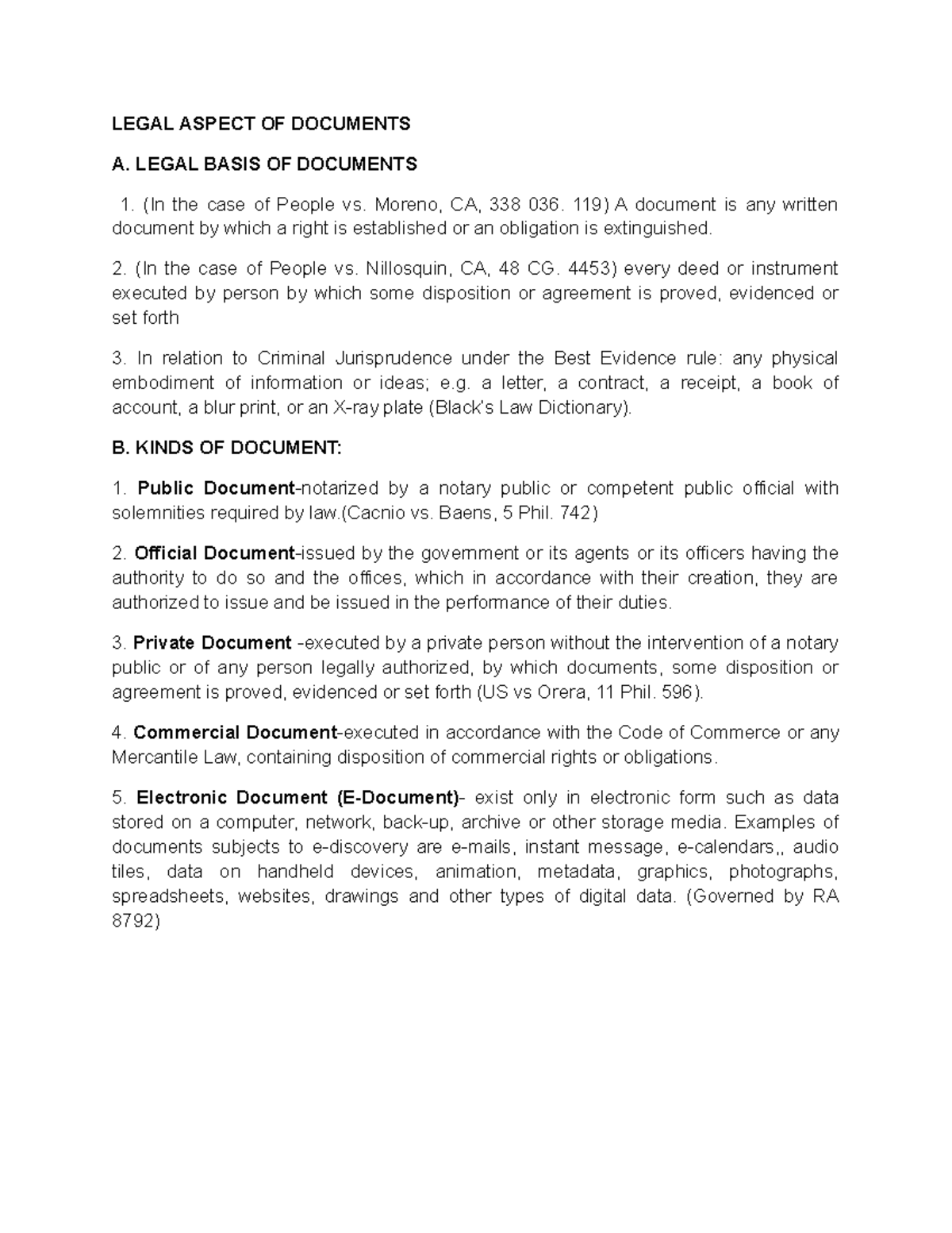 Lecture 2 Legal Aspect OF Documents LEGAL ASPECT OF DOCUMENTS A