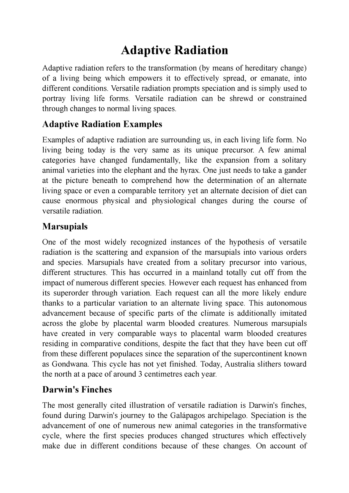 Adaptive Radiation - Adaptive Radiation Adaptive radiation refers to