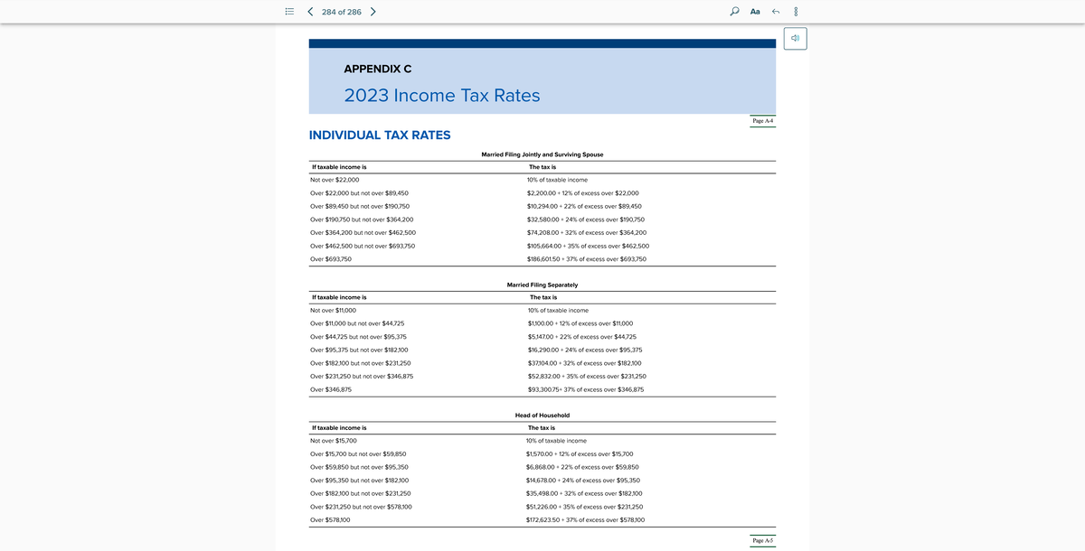2023 Income Tax Rates - Note - Page A- Page A- APPENDIX C 2023 Income ...