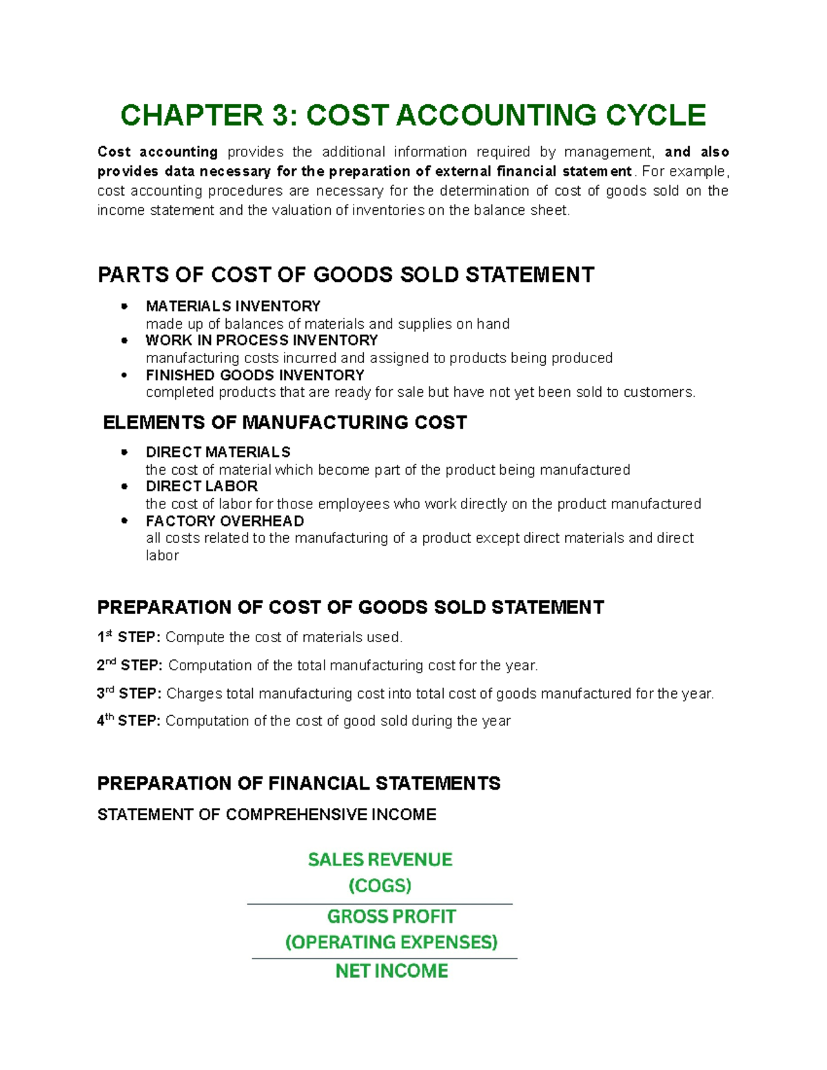 Chapter 3 COST Accounting Cycle Handouts - CHAPTER 3: COST ACCOUNTING ...
