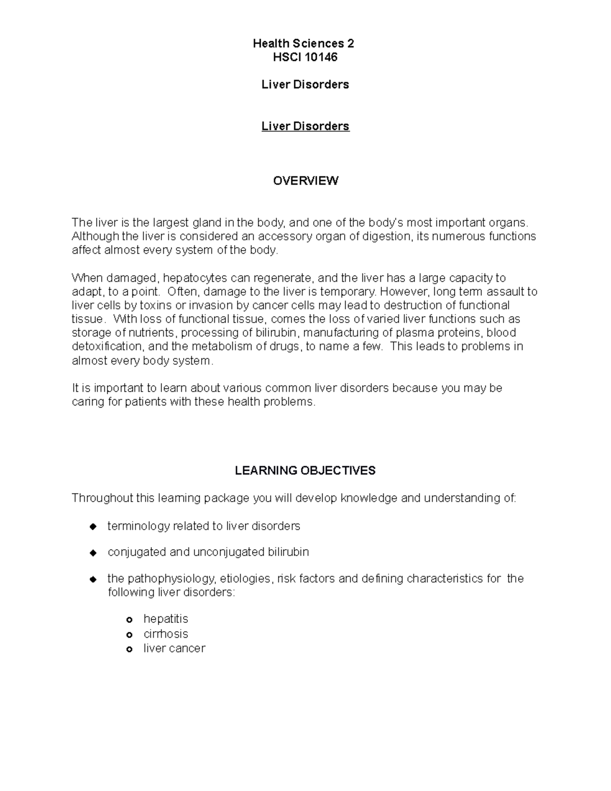 15 - Liver Disorders - Completed learning package. Highlighted ...