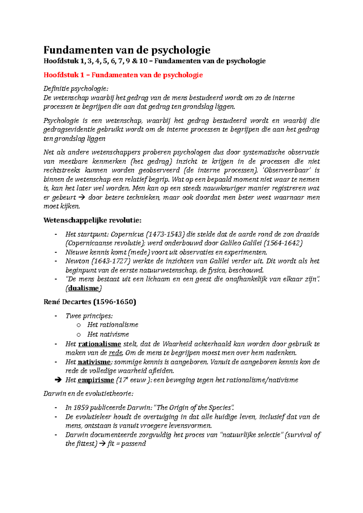 Samenvatting H1-H7 & H9,10 Fundamenten Van De Psychologie - Fundamenten ...