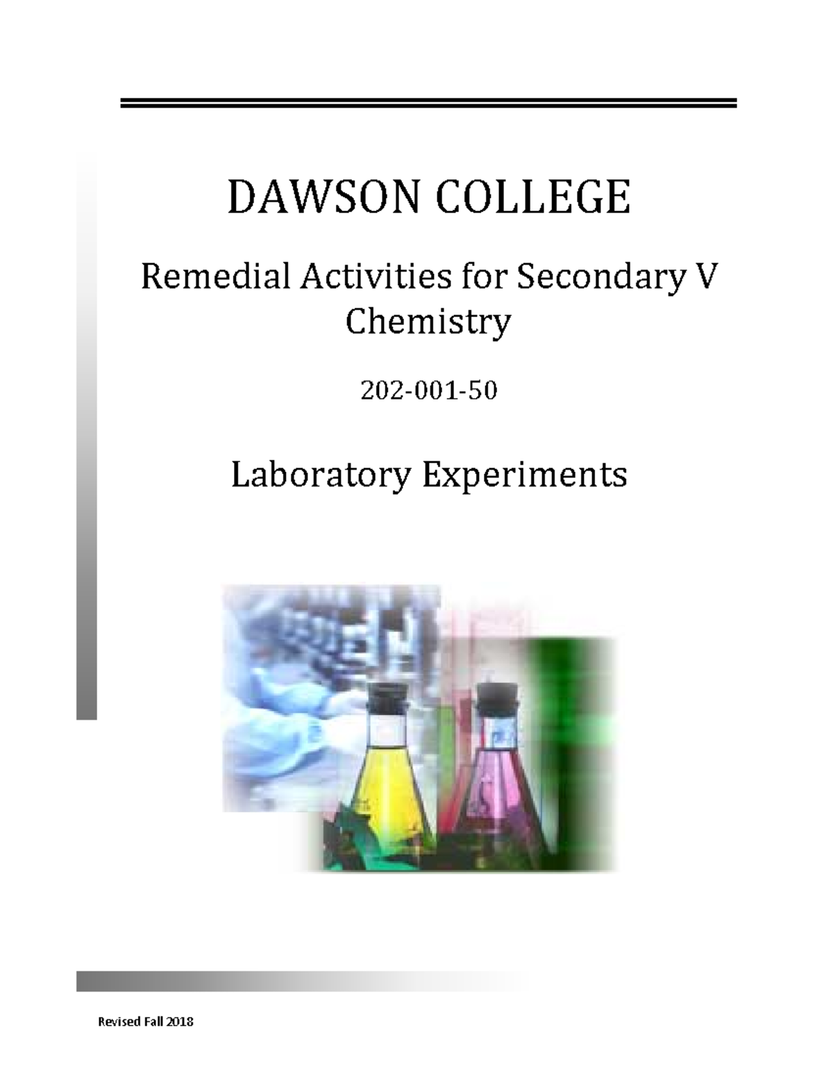 Laboratory Experiments for Remedial Chemistry - Revised Fall 2018 ...