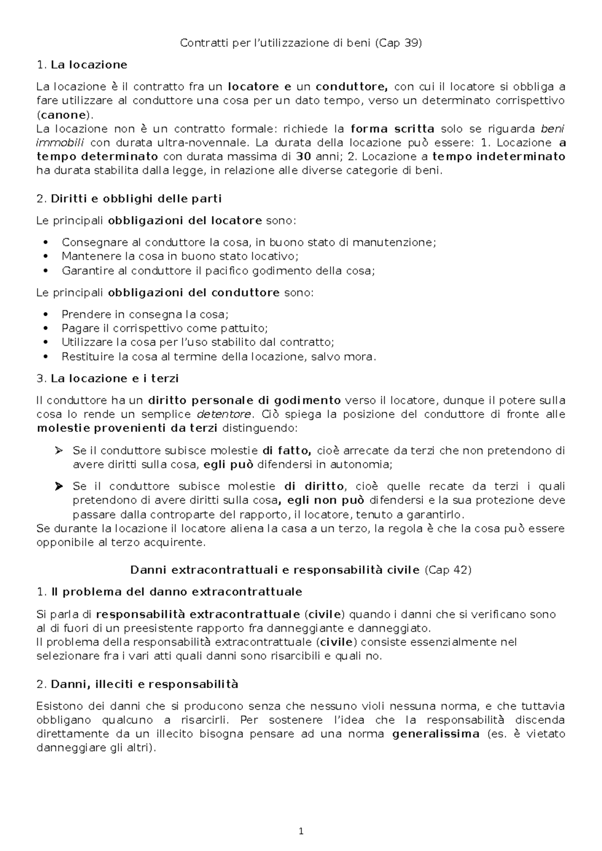 Riassunto cap 39 e 42 - Diritto privato - Contratti per l’utilizzazione ...