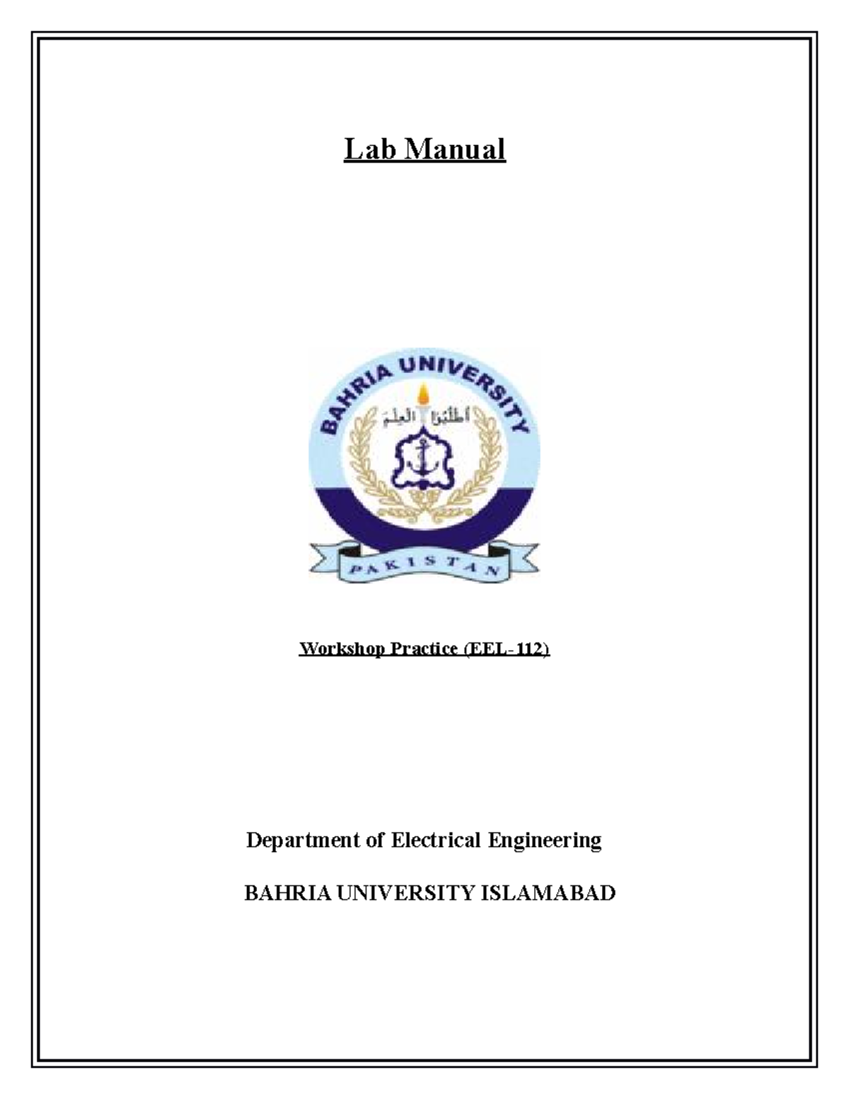 WP Manual1 Lab Manual Practice Department of Electrical