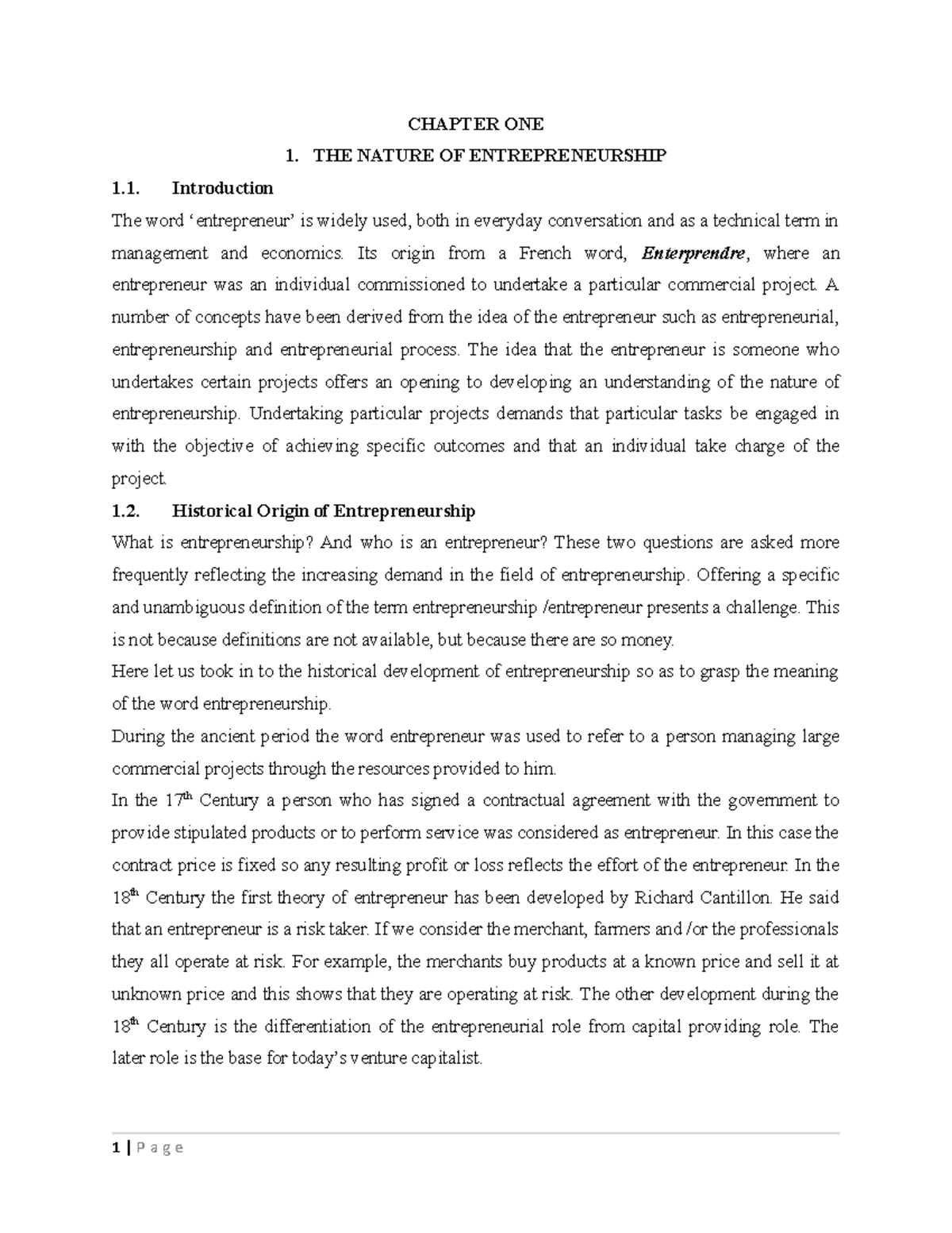 Chapter 1 - Courses Material s - CHAPTER ONE 1. THE NATURE OF ...