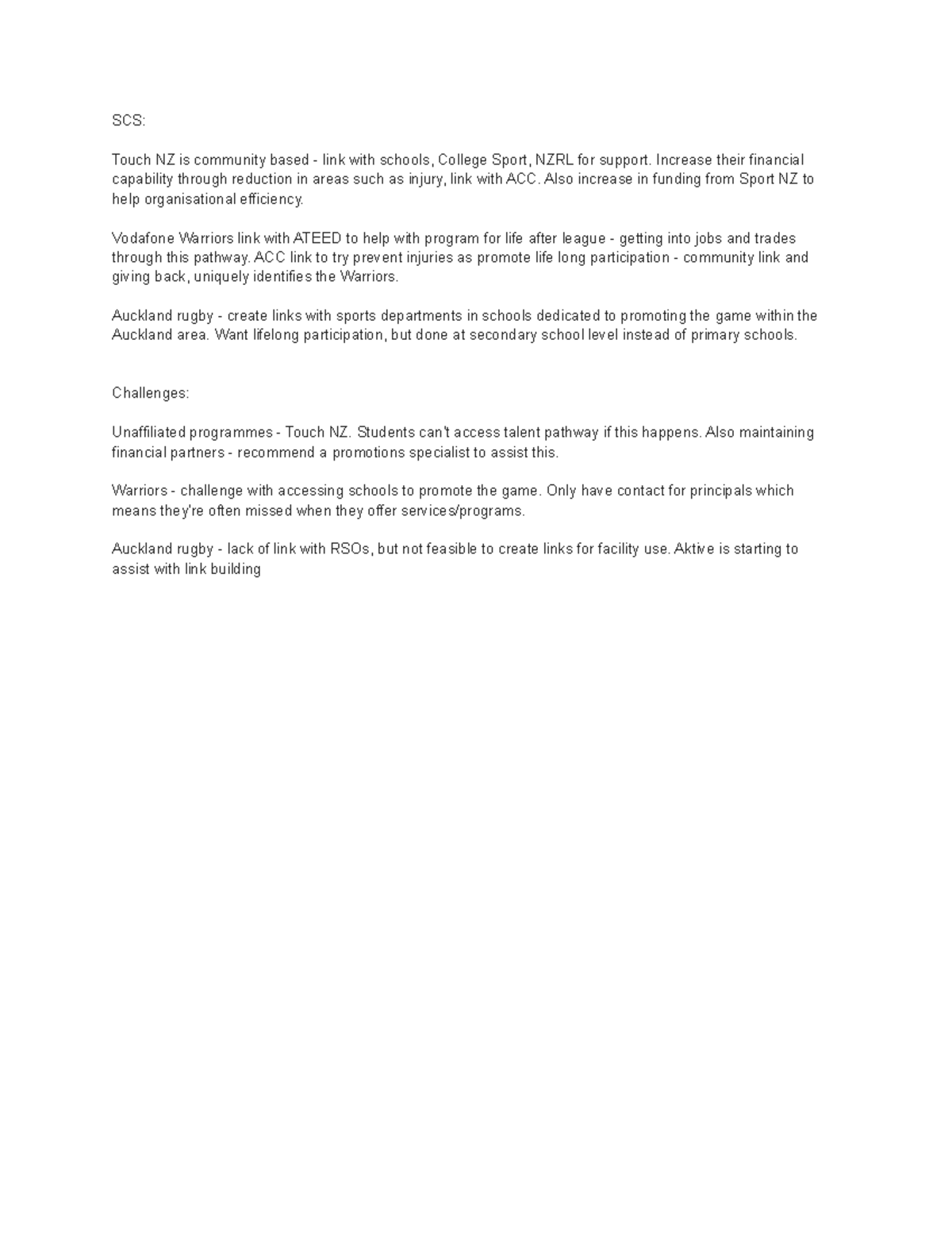 Presentation Notes - SCS: Touch NZ is community based - link with ...
