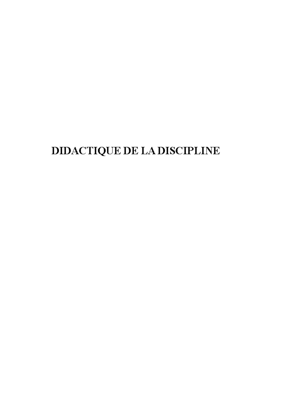 Didactique De La Discipline 2 - DIDACTIQUE DE LA DISCIPLINE 2 ème ...
