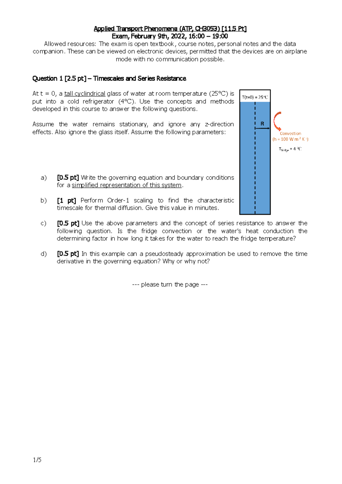 ATP 2021 2022 Exam Replacement Applied Transport Phenomena (ATP, CH