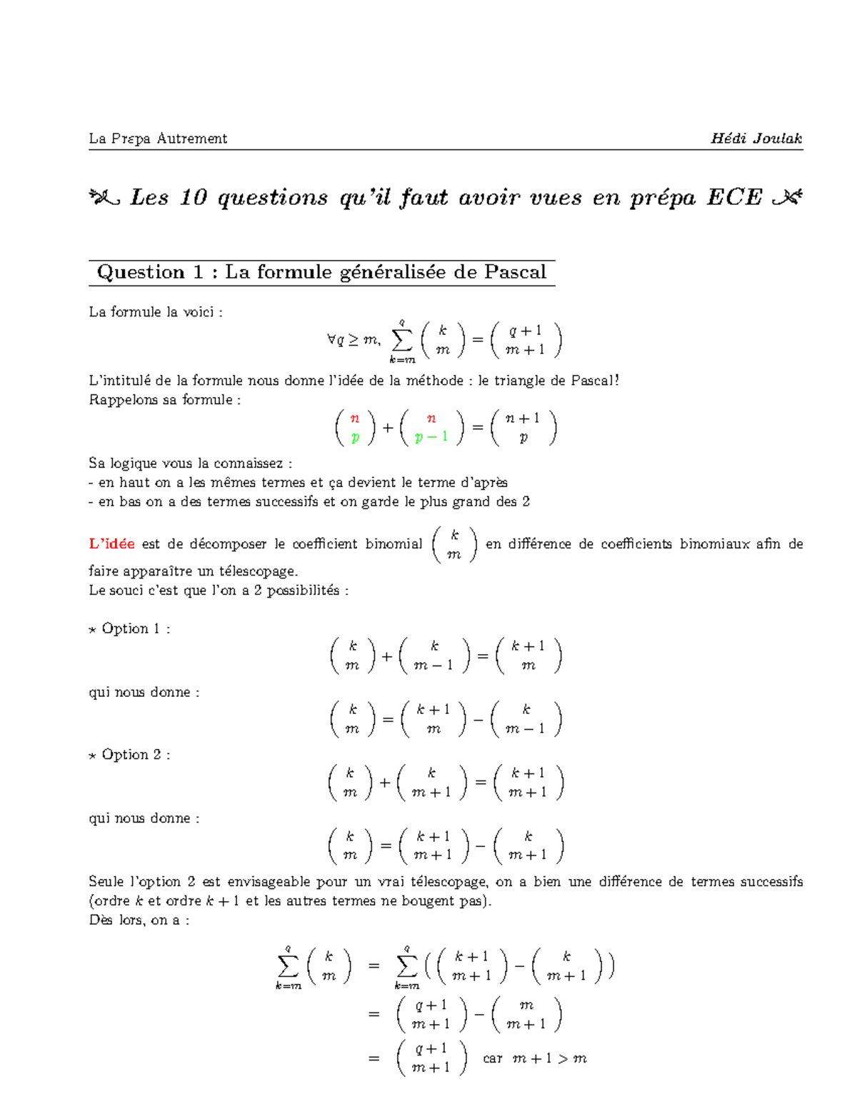 Questions récurrentes aux concours BCE voie E - La Prεpa Autrement H ...