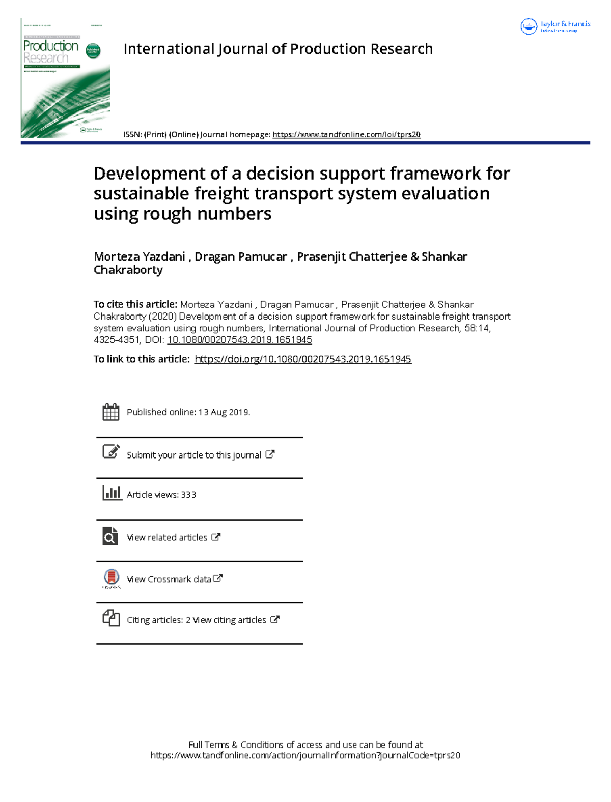 Development of a decision support framework for sustainable freight ...
