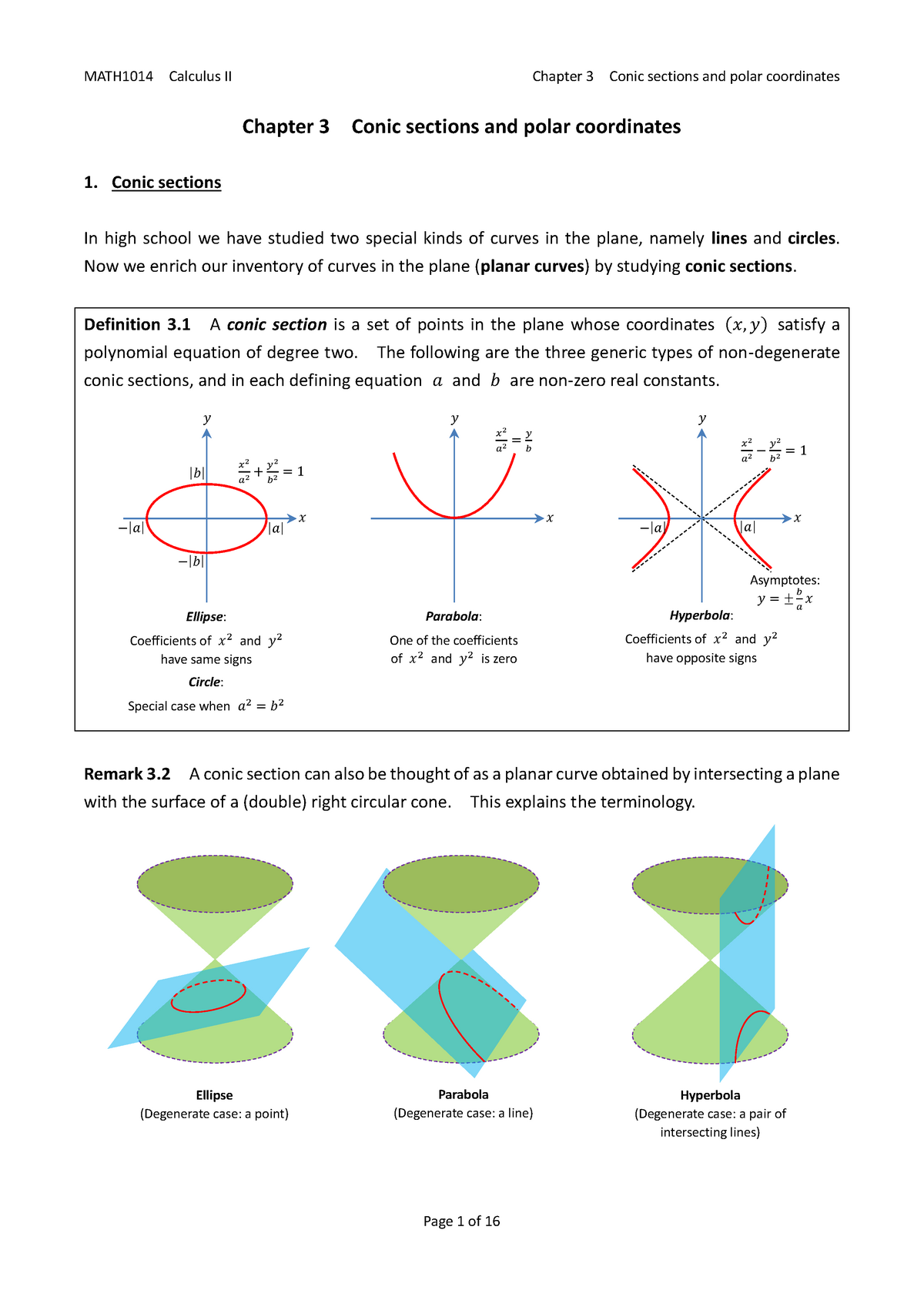 1014 Note 3 - Conic Sections And Polar Coordinates - Chapter 3 Conic ...