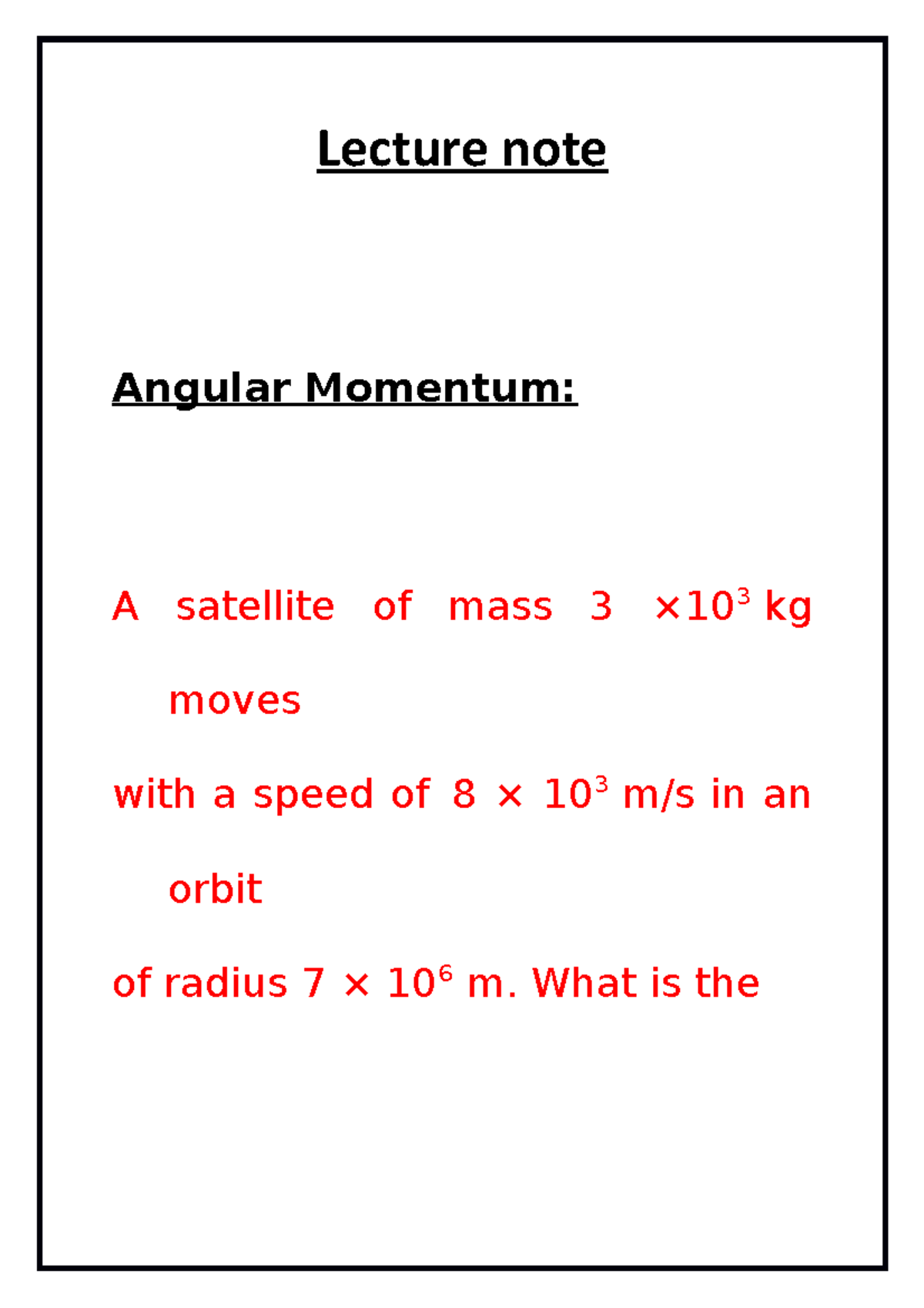 Lecture note of Angular Momentum - Lecture note Angular Momentum: A ...