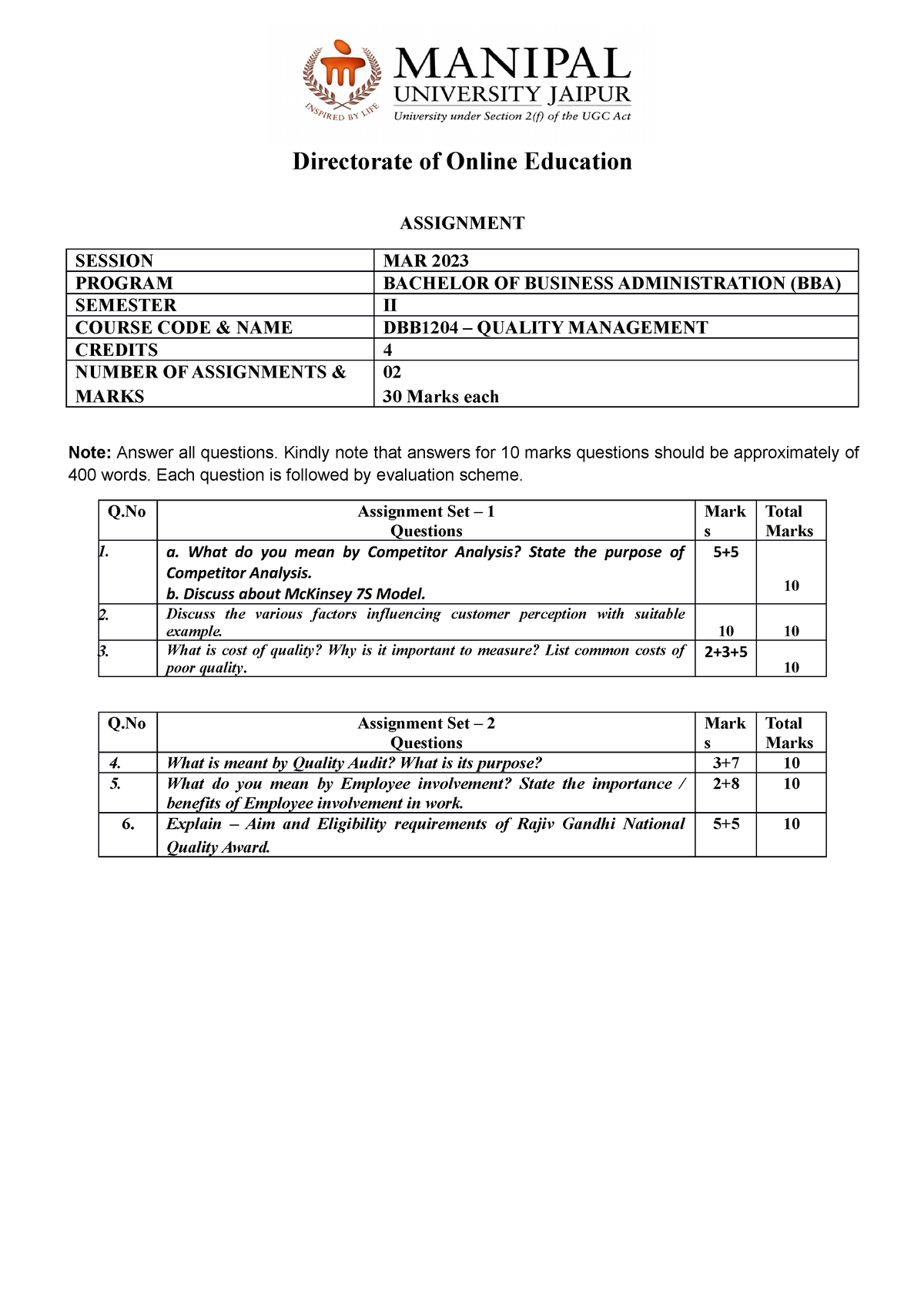 assignment for bba students