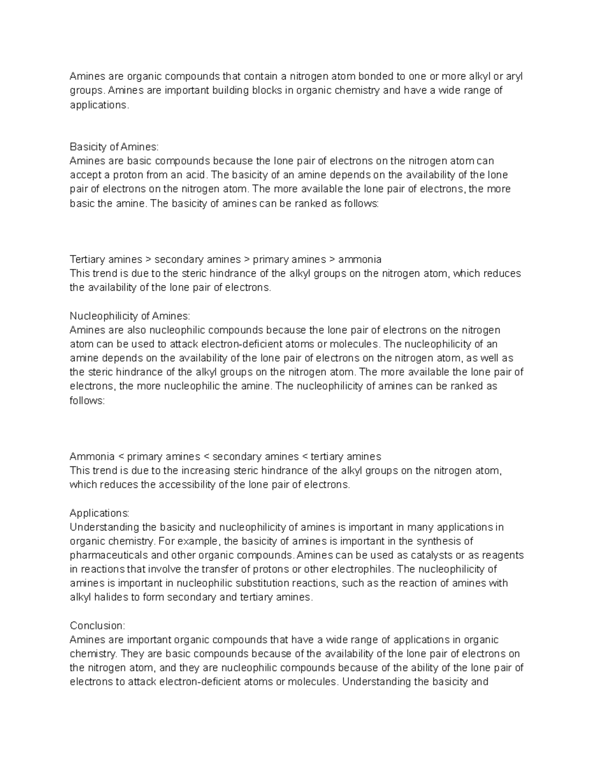 Basicity And Nucleophilicity Of Amines Amines Are Organic Compounds