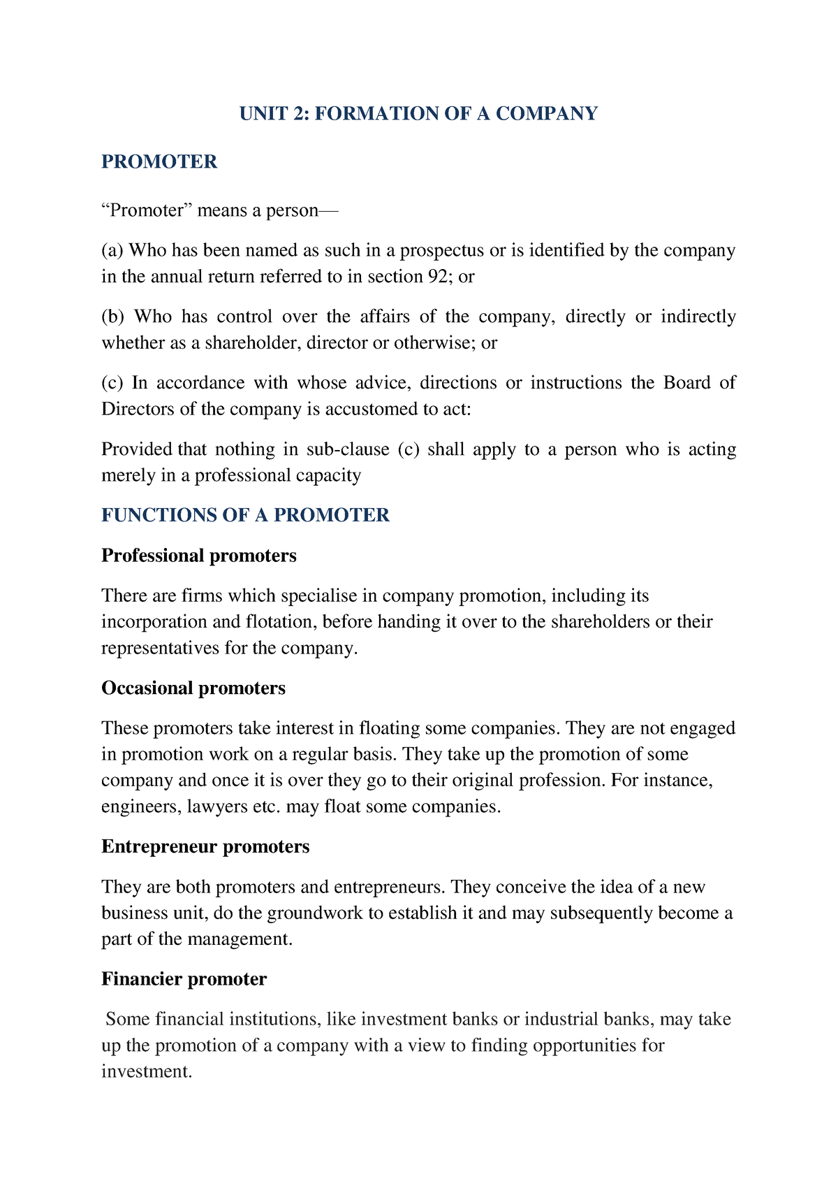 formation-of-company-unit-2-formation-of-a-company-promoter