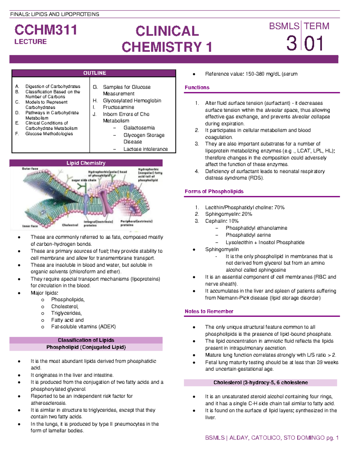CCHM-LEC- Finals - cc lec - FINALS: LIPIDS AND LIPOPROTEINS CLINICAL ...
