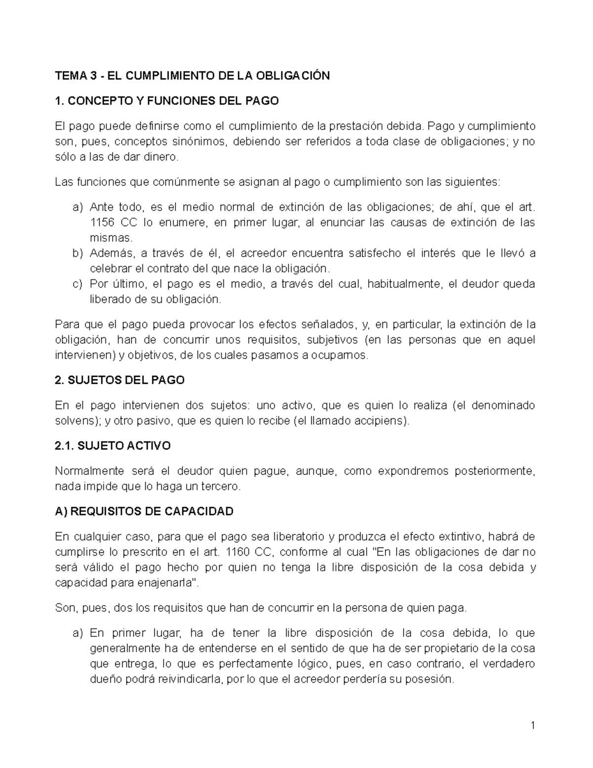 TEMA 3 - EL Cumplimiento DE LA Obligación - TEMA 3 - EL CUMPLIMIENTO DE ...