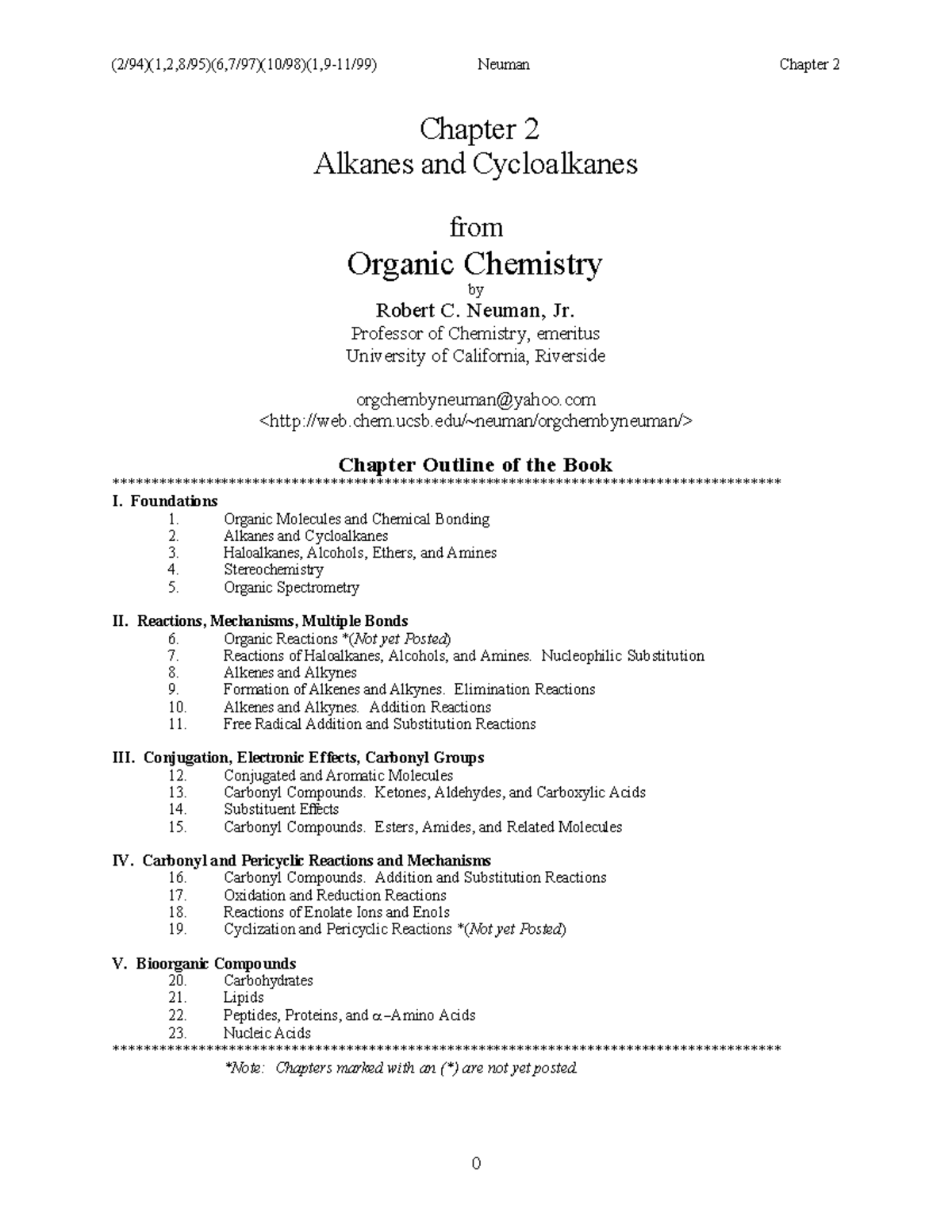 Chapter 2 - notes - Chapter 2 Alkanes and Cycloalkanes from Organic ...