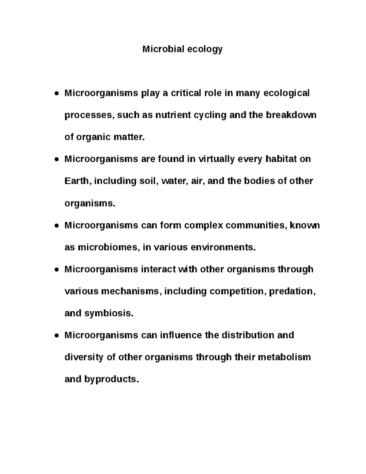 Microbial Ecology - Google Docs - Microbial Ecology Microorganisms Play ...