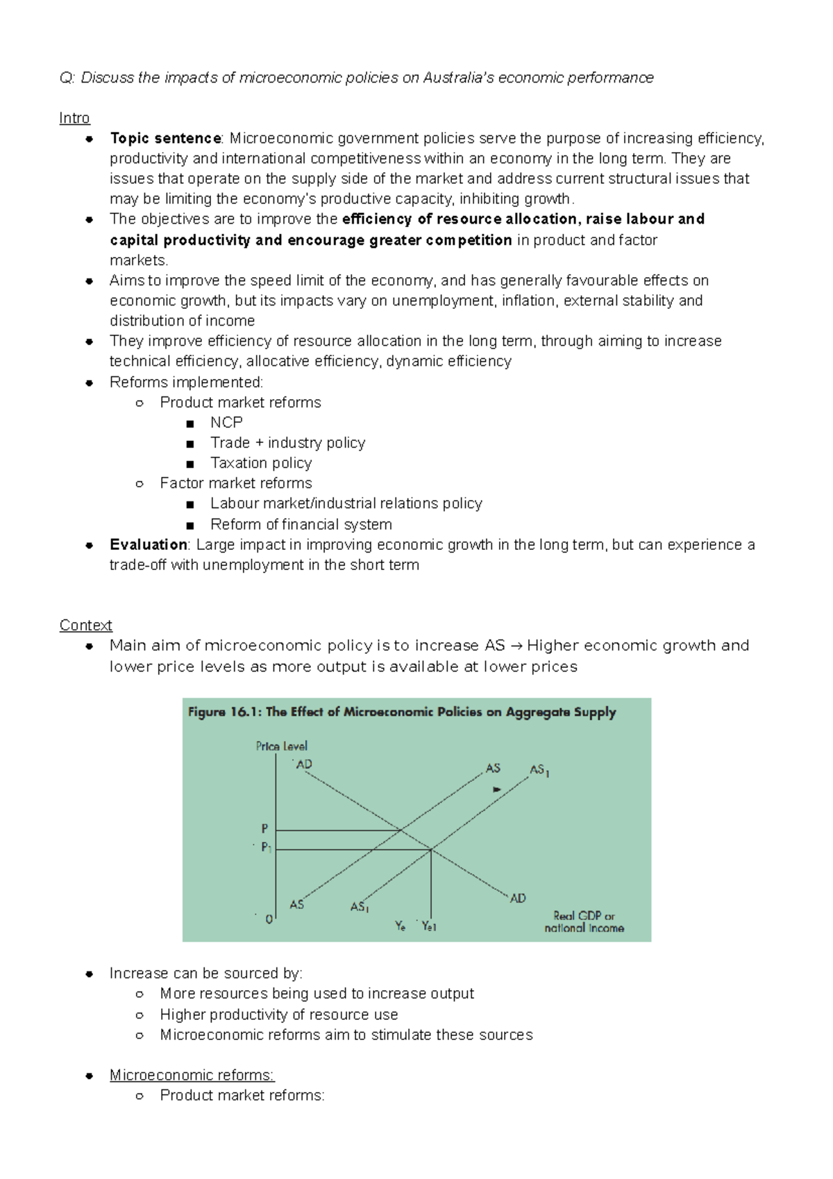 Microeconomic Policy - Q: Discuss The Impacts Of Microeconomic Policies 