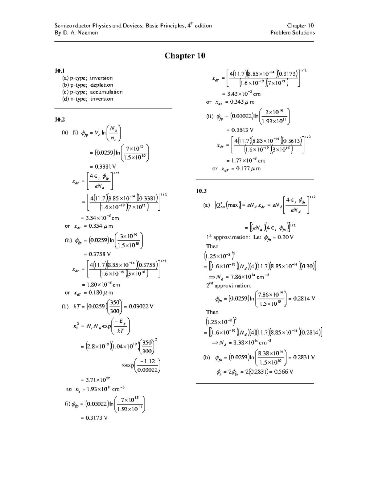 Chapter 10 - Lecture notes 10 - Semiconductor Physics and Devices ...