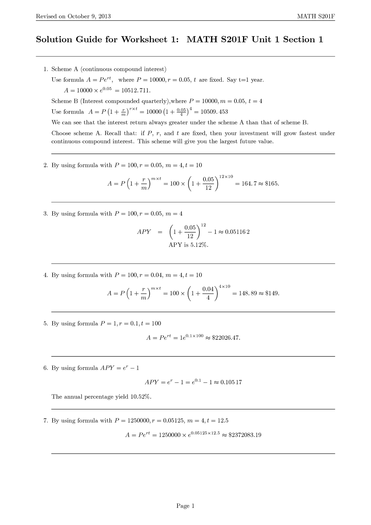 Solution-M201F-Worksheet 1 - Solution Guide For Worksheet 1: MATH S201F ...