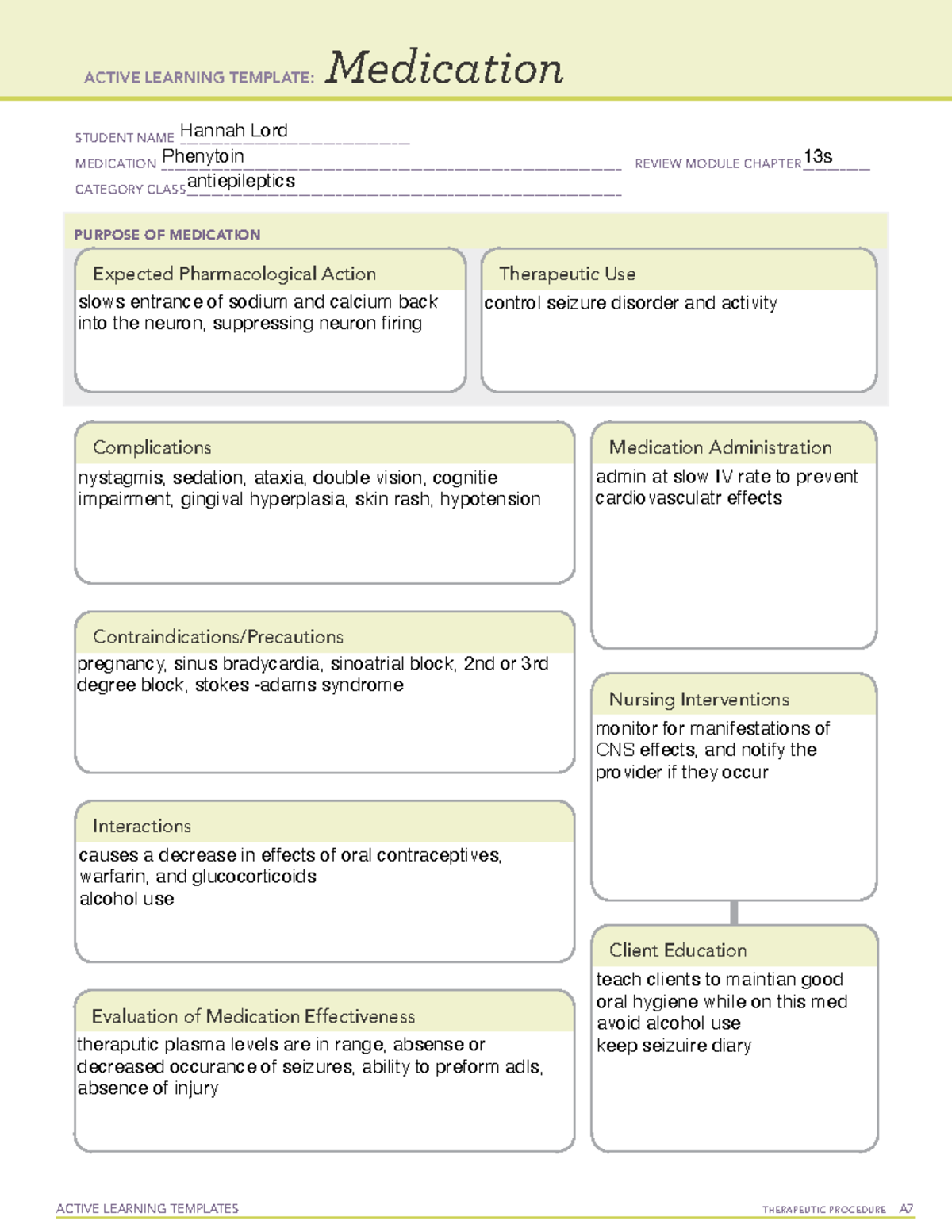 Assessing a clients responce to phenytion - ACTIVE LEARNING TEMPLATES ...