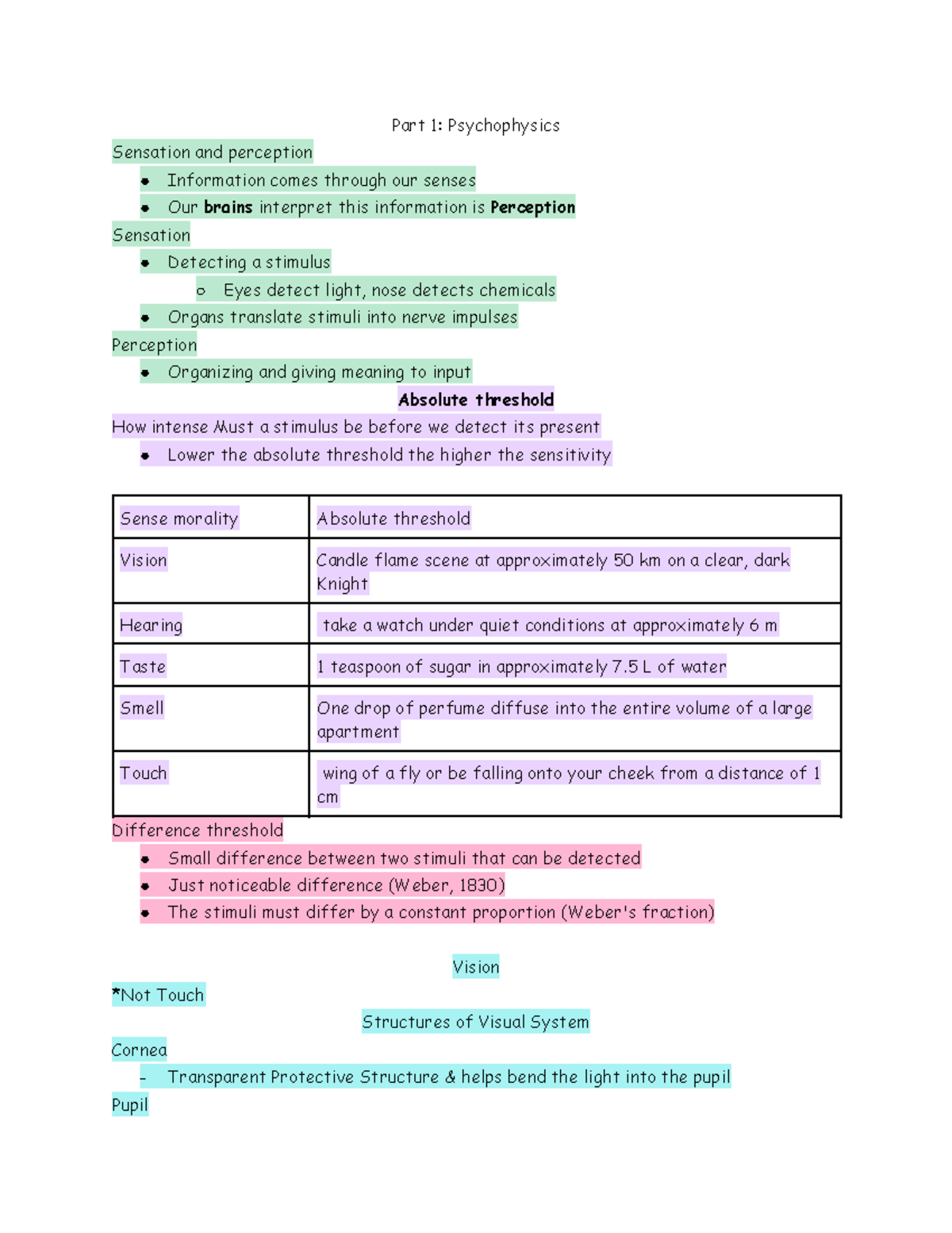 Psych Chapter 5 Sensation And Perception - Part 1: Psychophysics ...