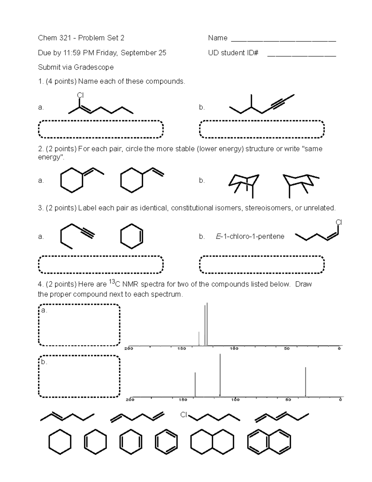 Chem 321 2020 Fall Problem Set 2 - Due By 11:59 PM Friday, September 25 ...