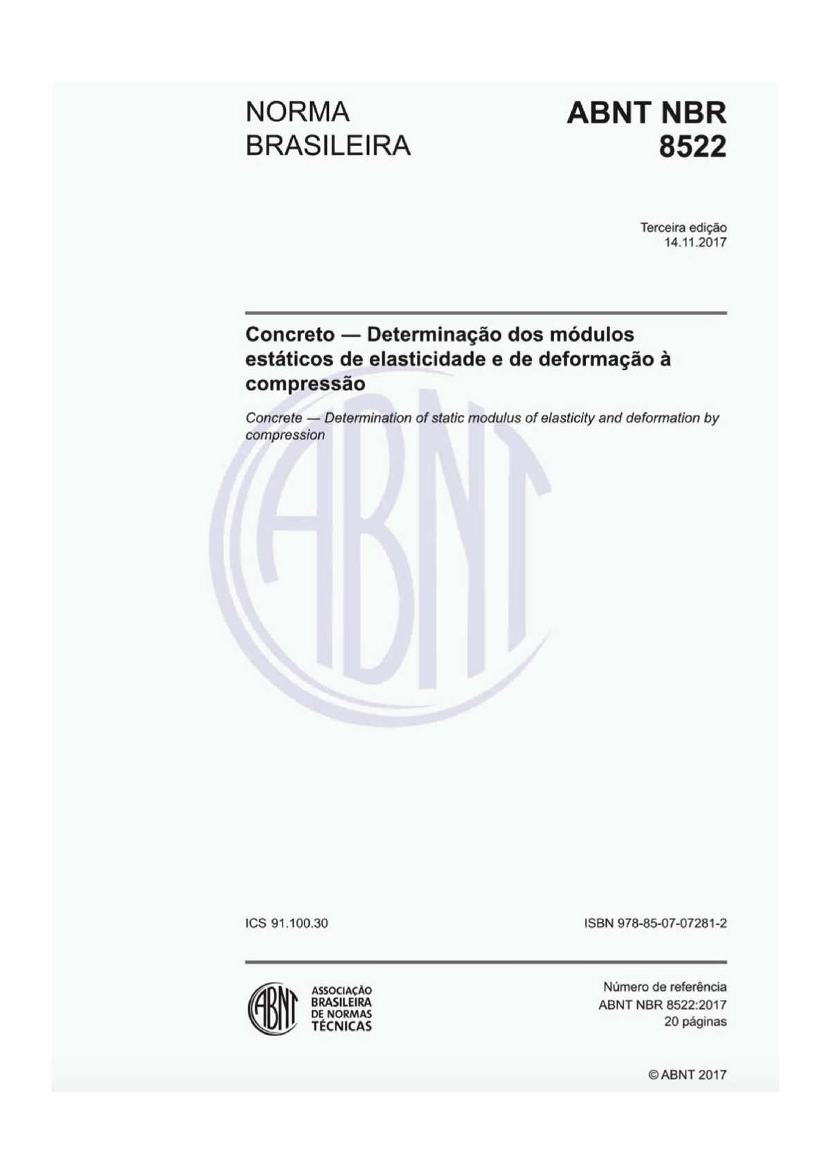 NBR de Concreto Determinação dos módulos estáticos de elasticidade e de