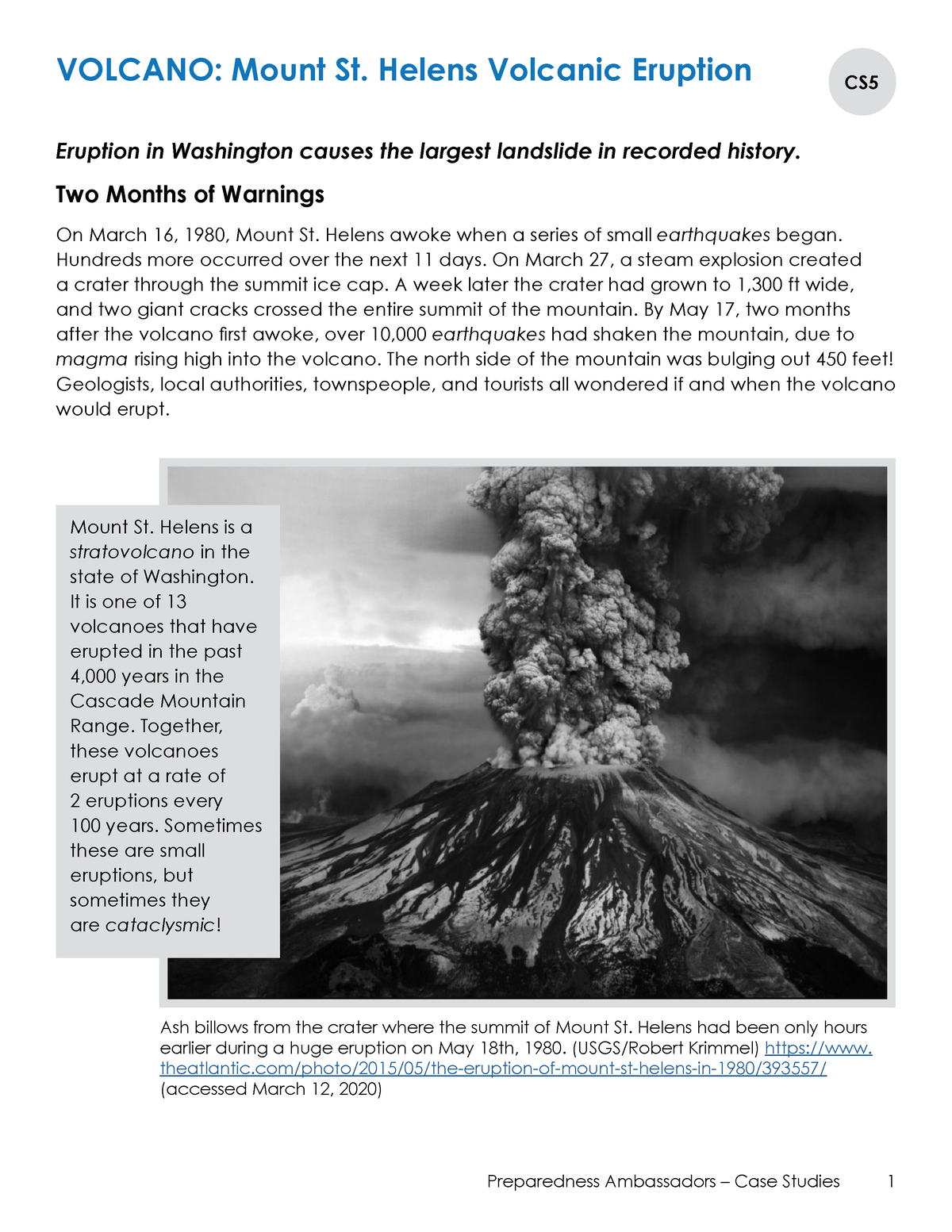 case study of volcano