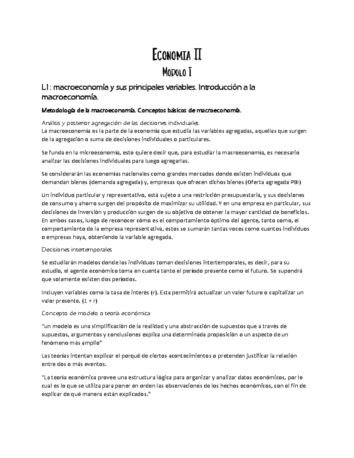 Resumen Economía II Modulo 1 Y 2 CF - EconomÌa II Modulo I L 1 ...