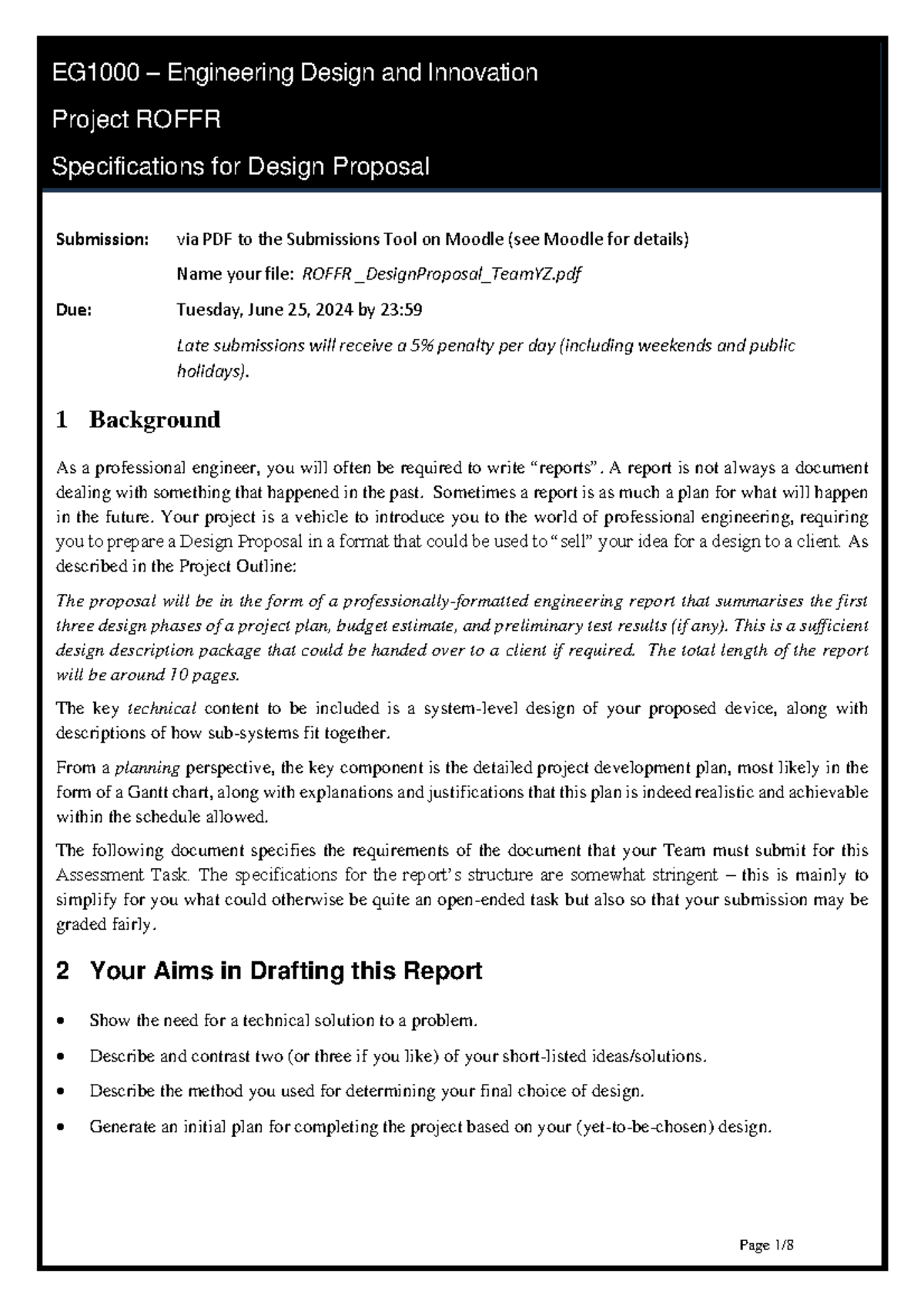 EG1000 - Design Proposal Specification - Submission: via PDF to the ...