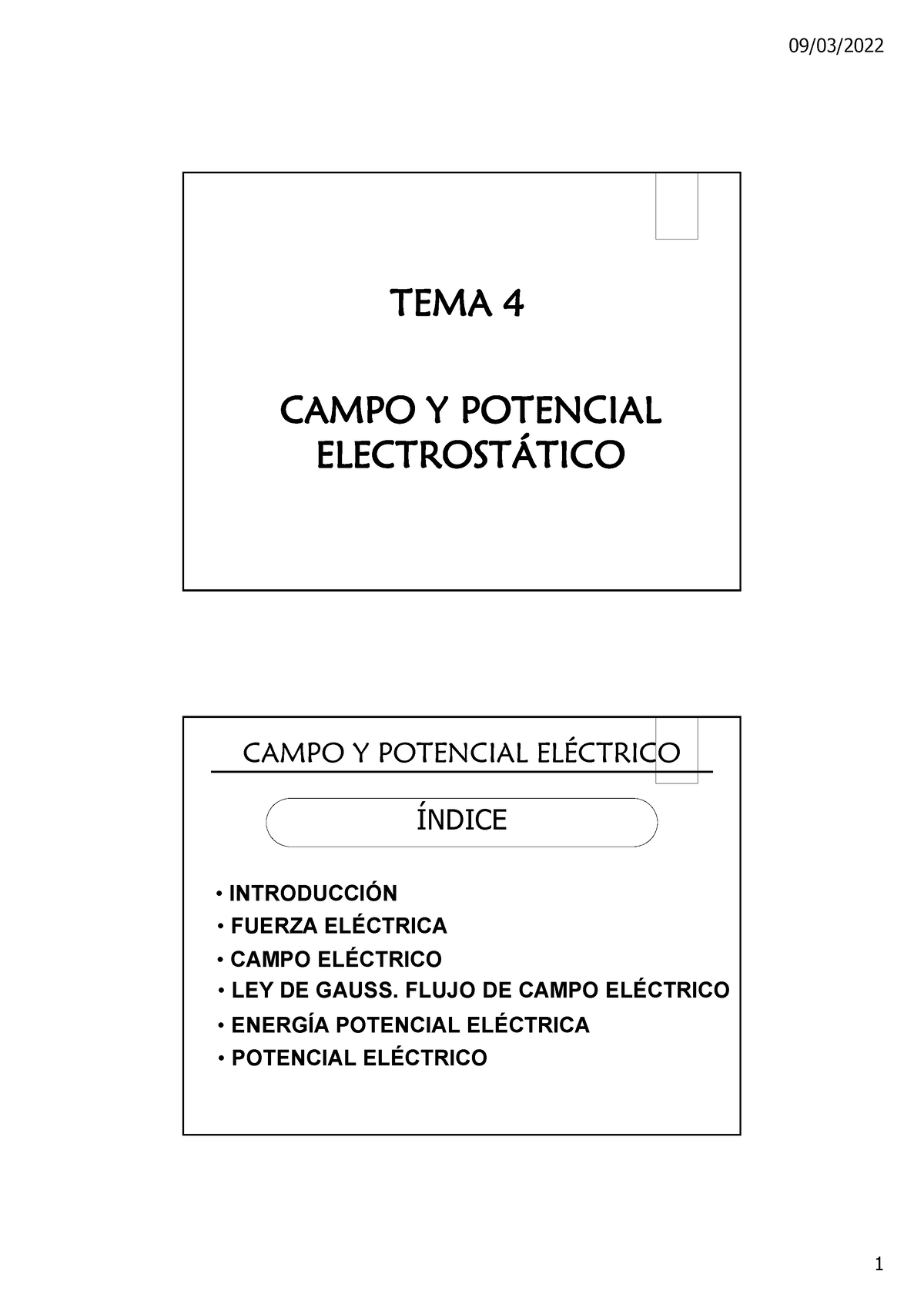 TEMA 4 Campo Y Potencial Electrico - CAMPO Y POTENCIAL ELECTROST¡TICO ...