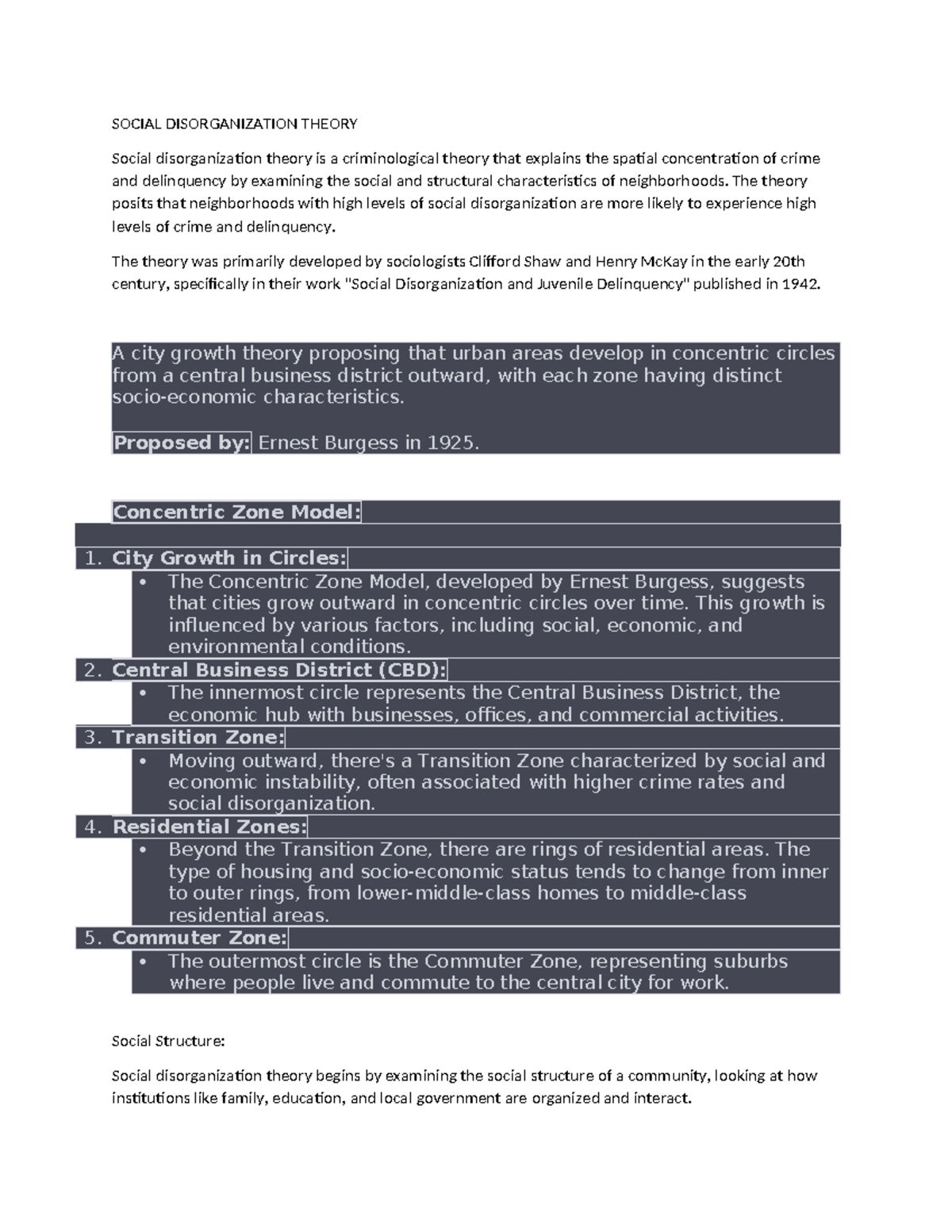 Social Theories Of Crime - SOCIAL DISORGANIZATION THEORY Social ...