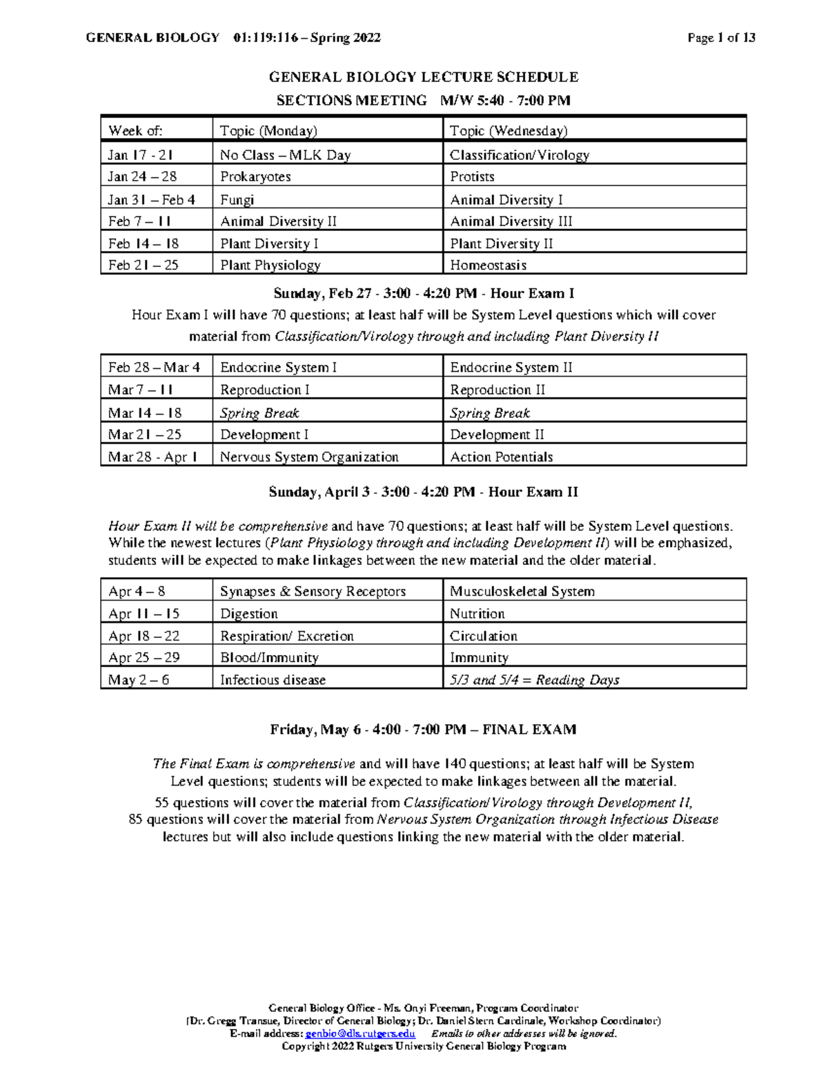 GB 116 Syllabus Sp2022 - General Biology Office - Ms. Onyi Freeman ...