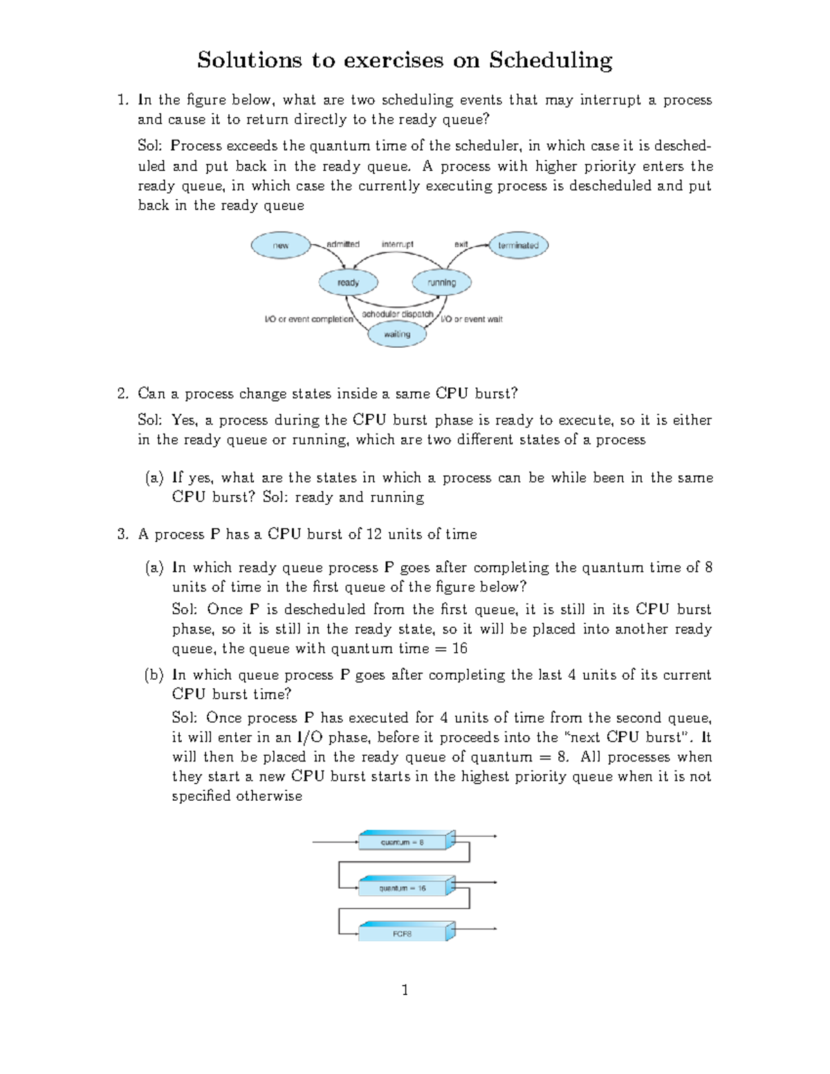 Solutions to Exercises on Scheduling - A process with higher priority ...